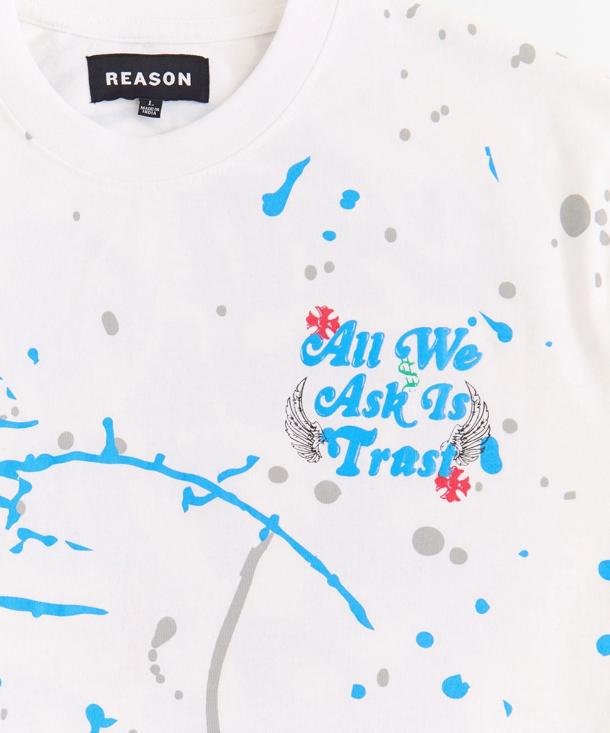 All We Trust Is Us Painted Back Print Short Sleeve Tee - White - Image 3