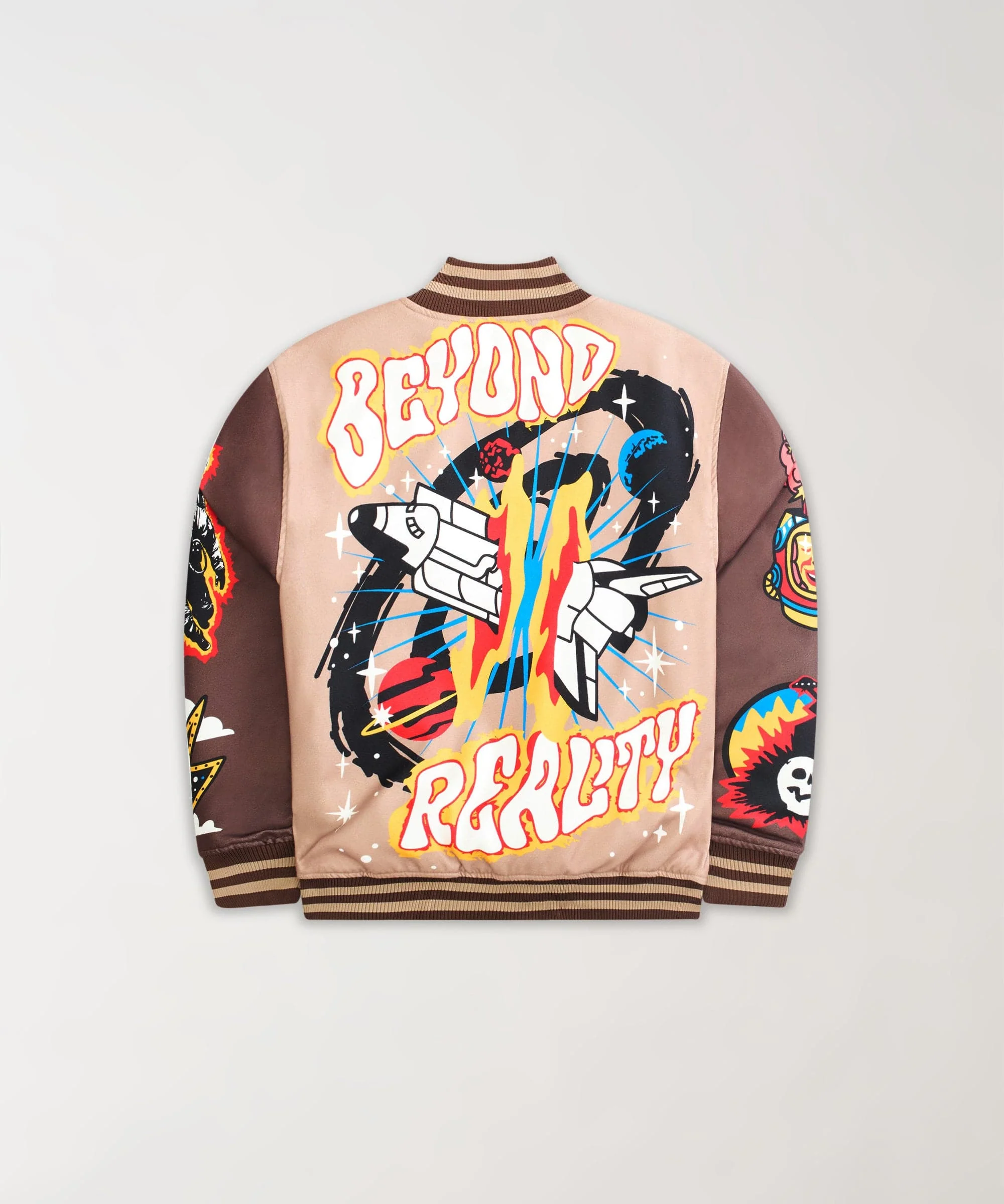 Beyond Reality Embroidered Varsity Jacket - Khaki - Image 2