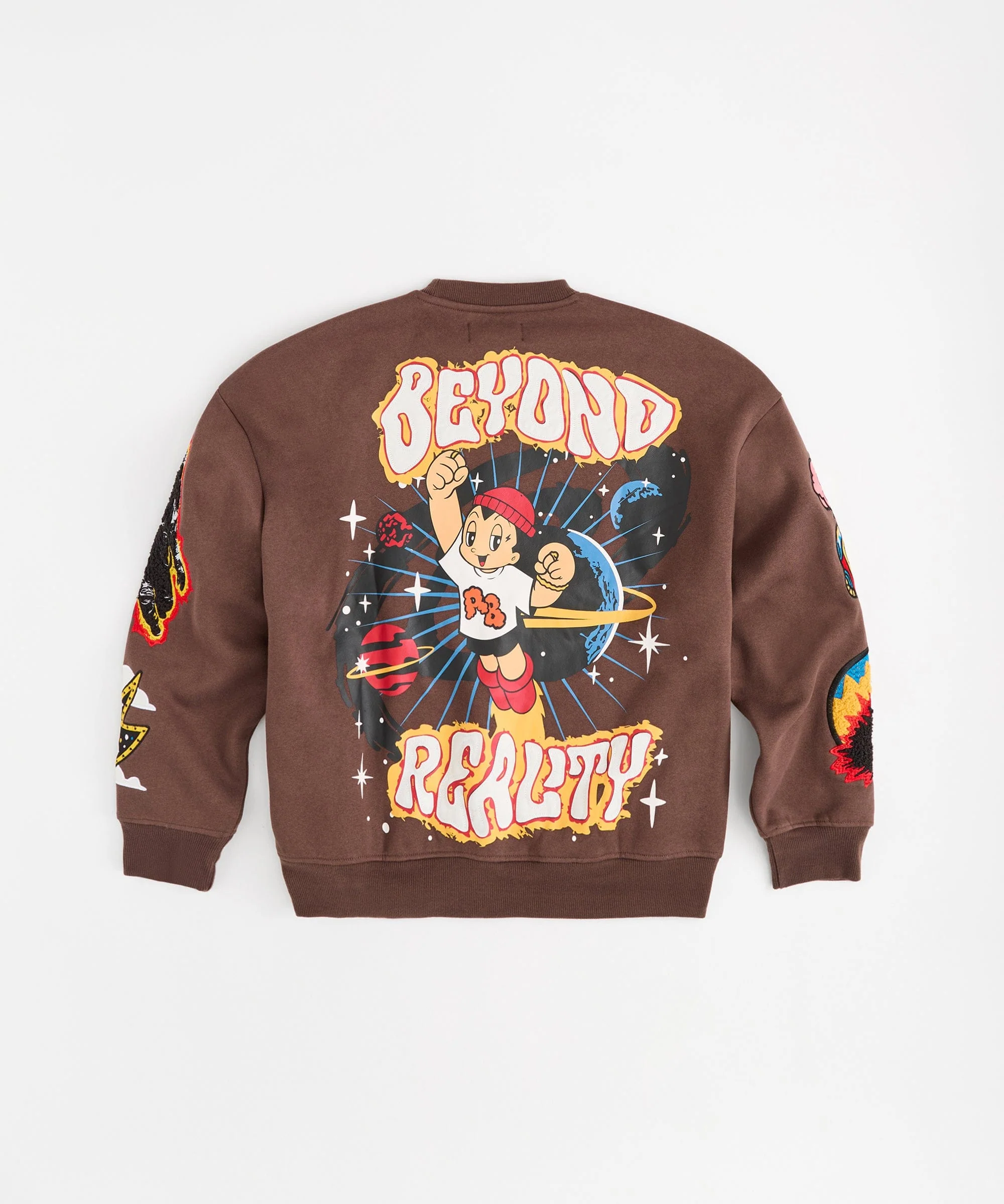 Beyond Reality Fleece Embroidered Crew - Brown - Image 4