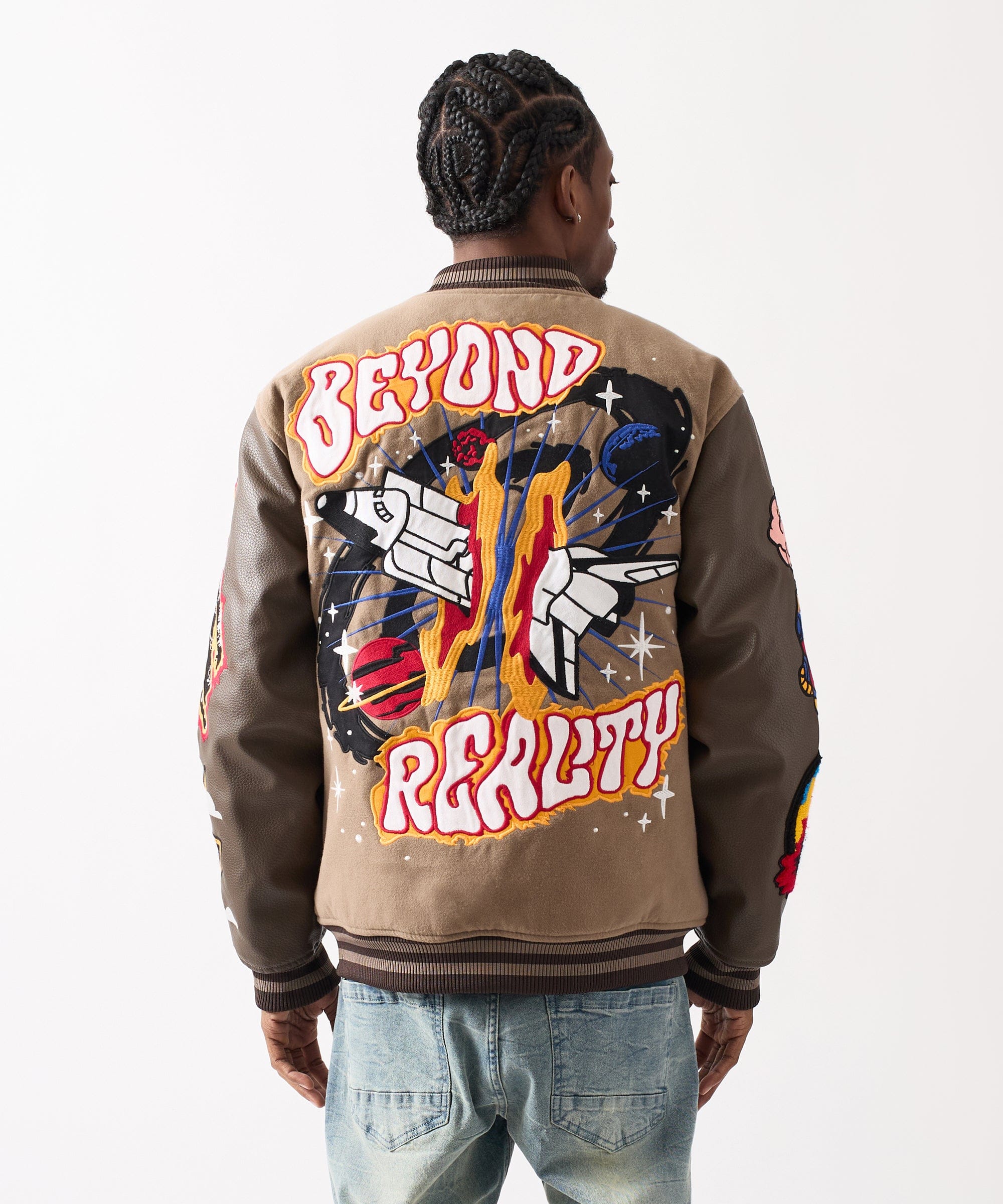 Beyond Reality Varsity Jacket PU - Khaki - Image 8