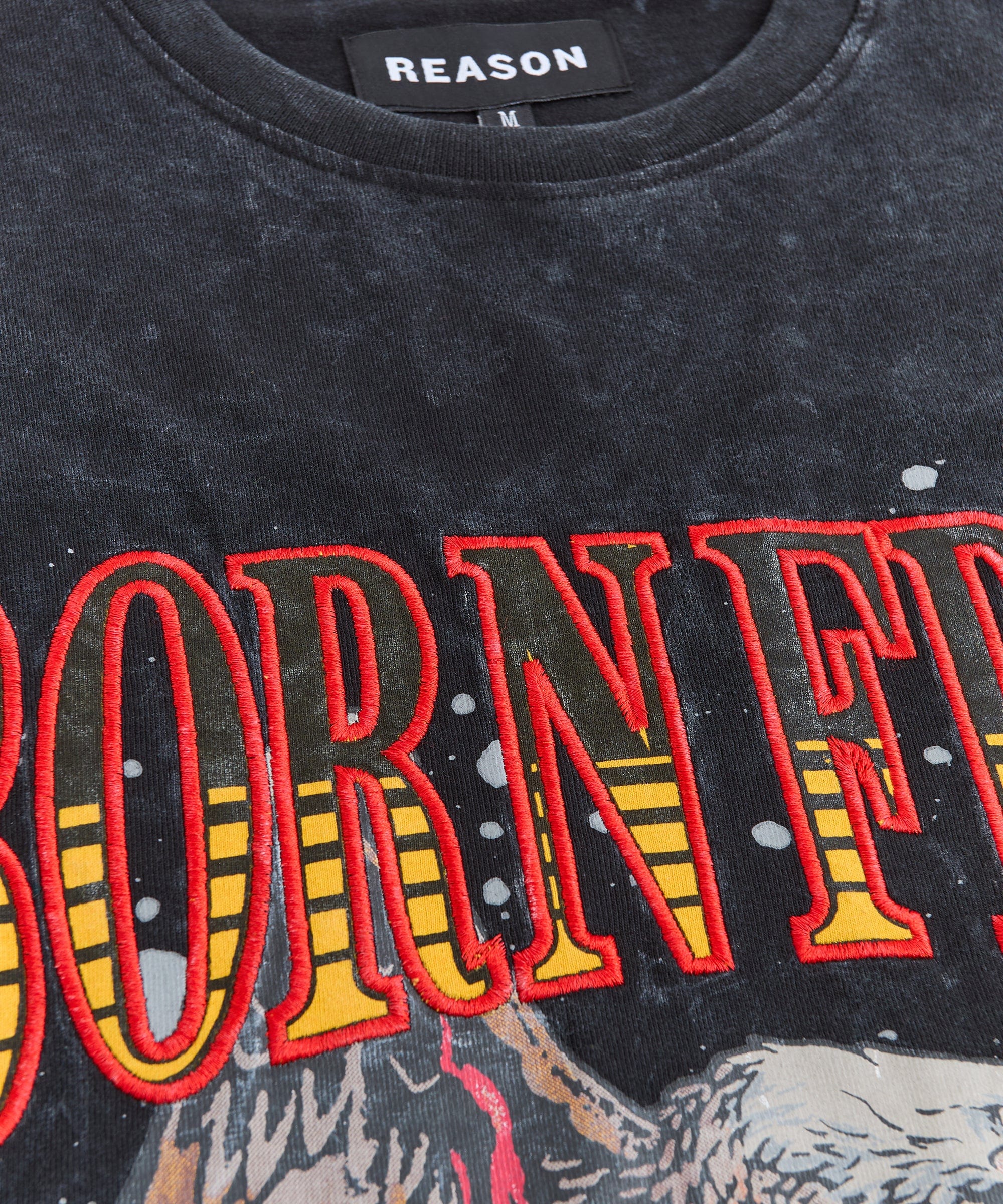 Born Free Applique Short Sleeve Tee - Charcoal - Image 3