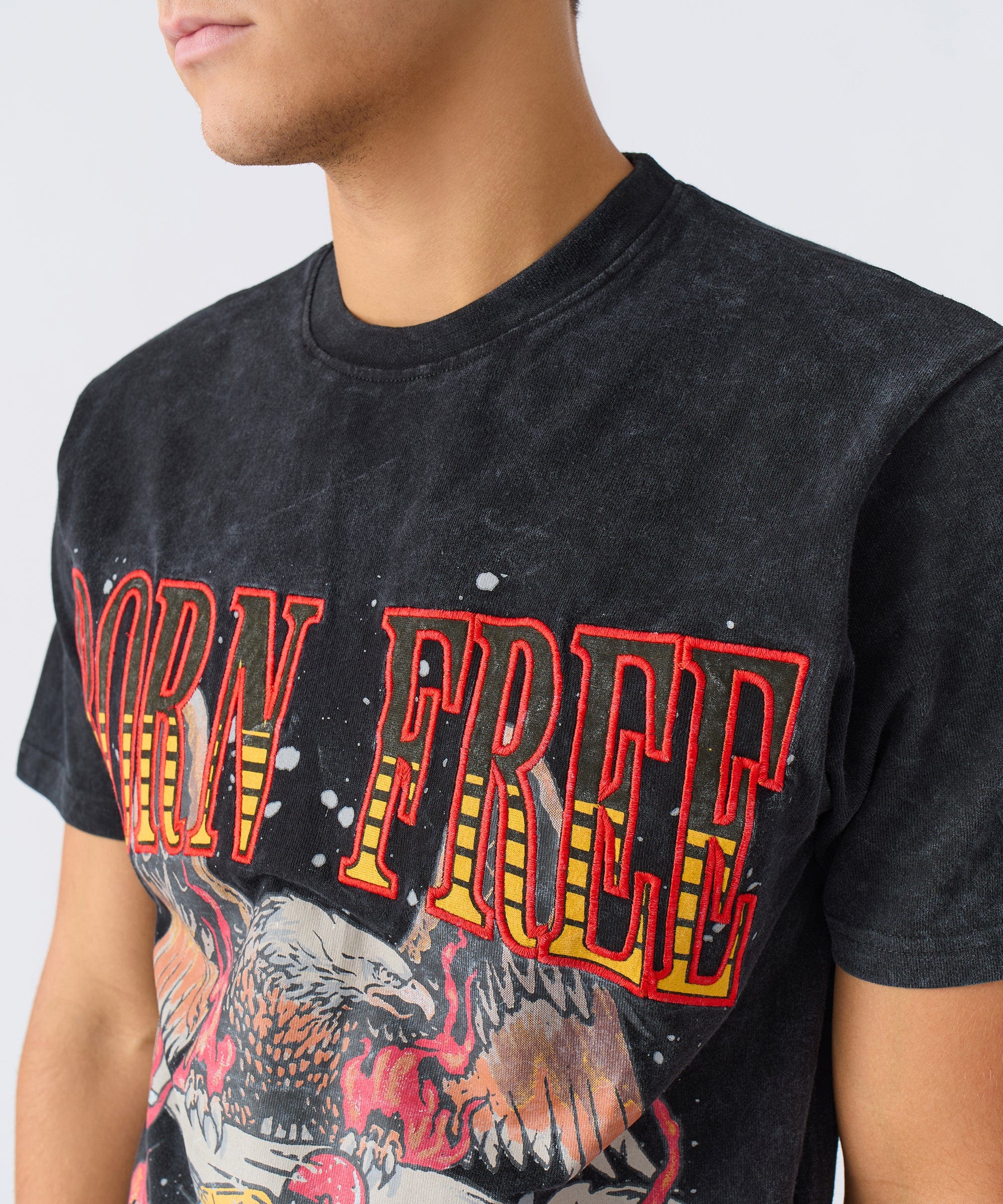 Born Free Applique Short Sleeve Tee - Charcoal - Image 4