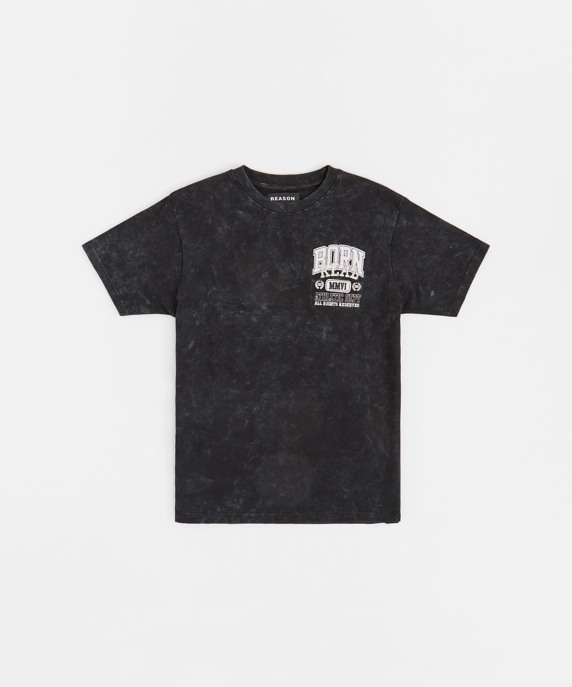 Born Real Embroidered Short Sleeve Tee - Washed Black - Image 3
