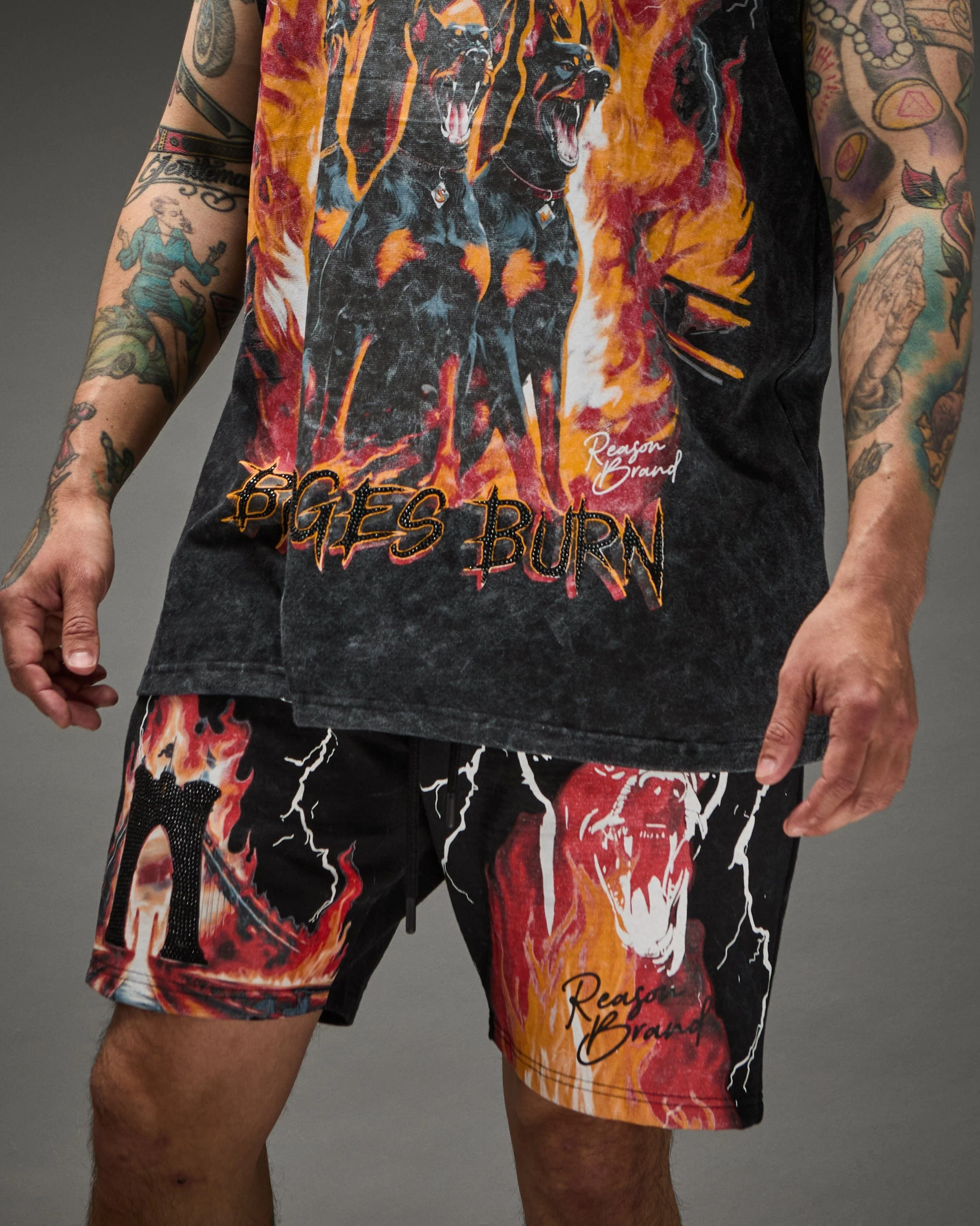 Bridges Burn Fleece Short - Washed Black - Image 3