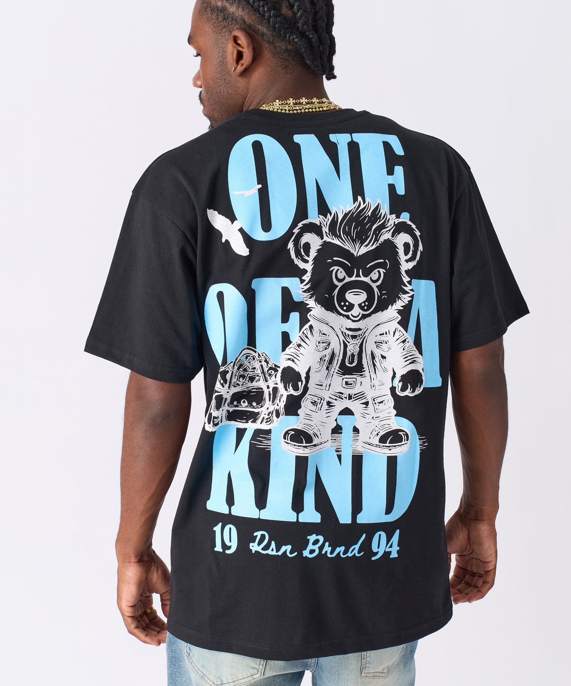 Built Different Rhinestone Short Sleeve Tee - Black - Image 2