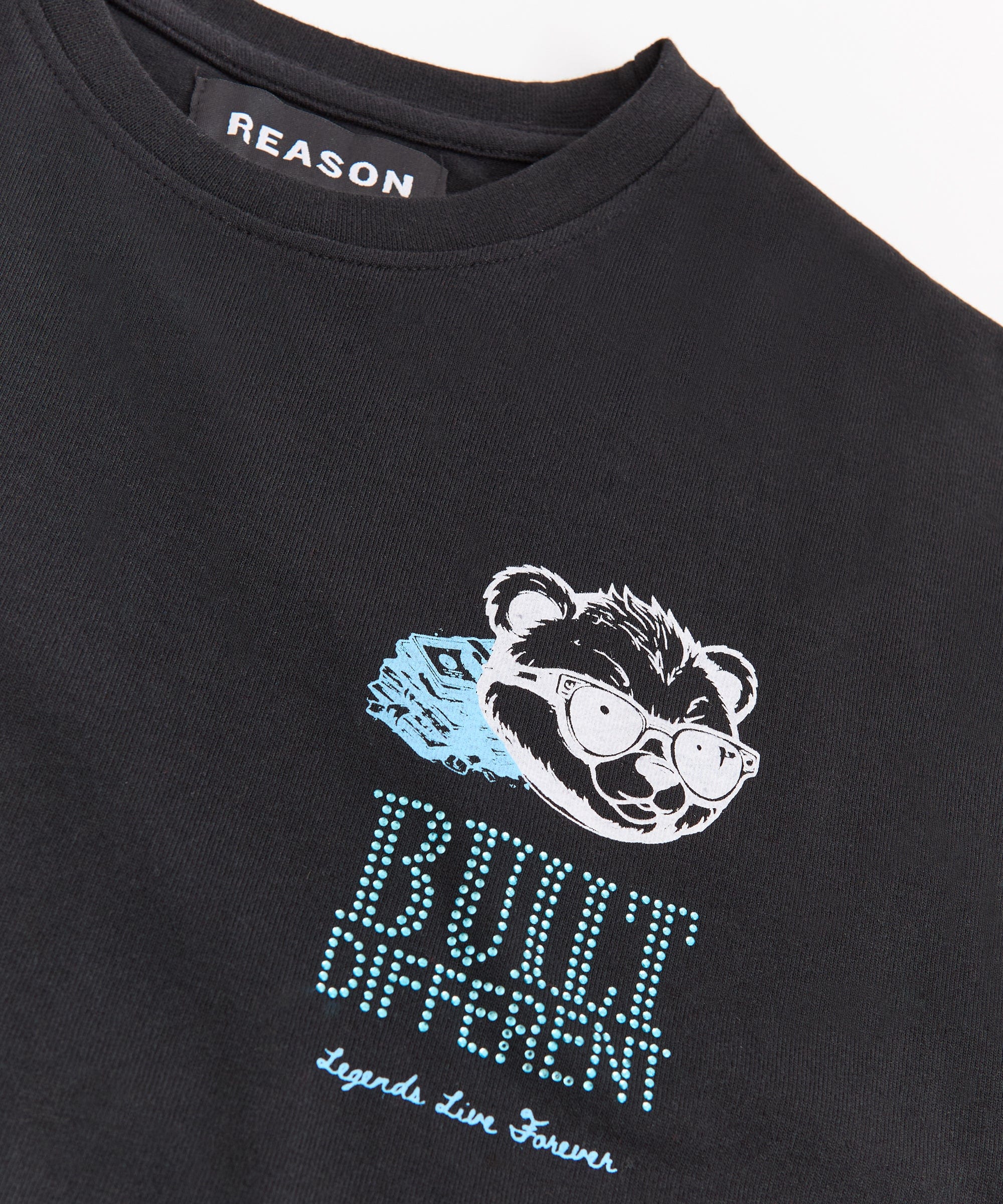 Built Different Rhinestone Short Sleeve Tee - Black - Image 6