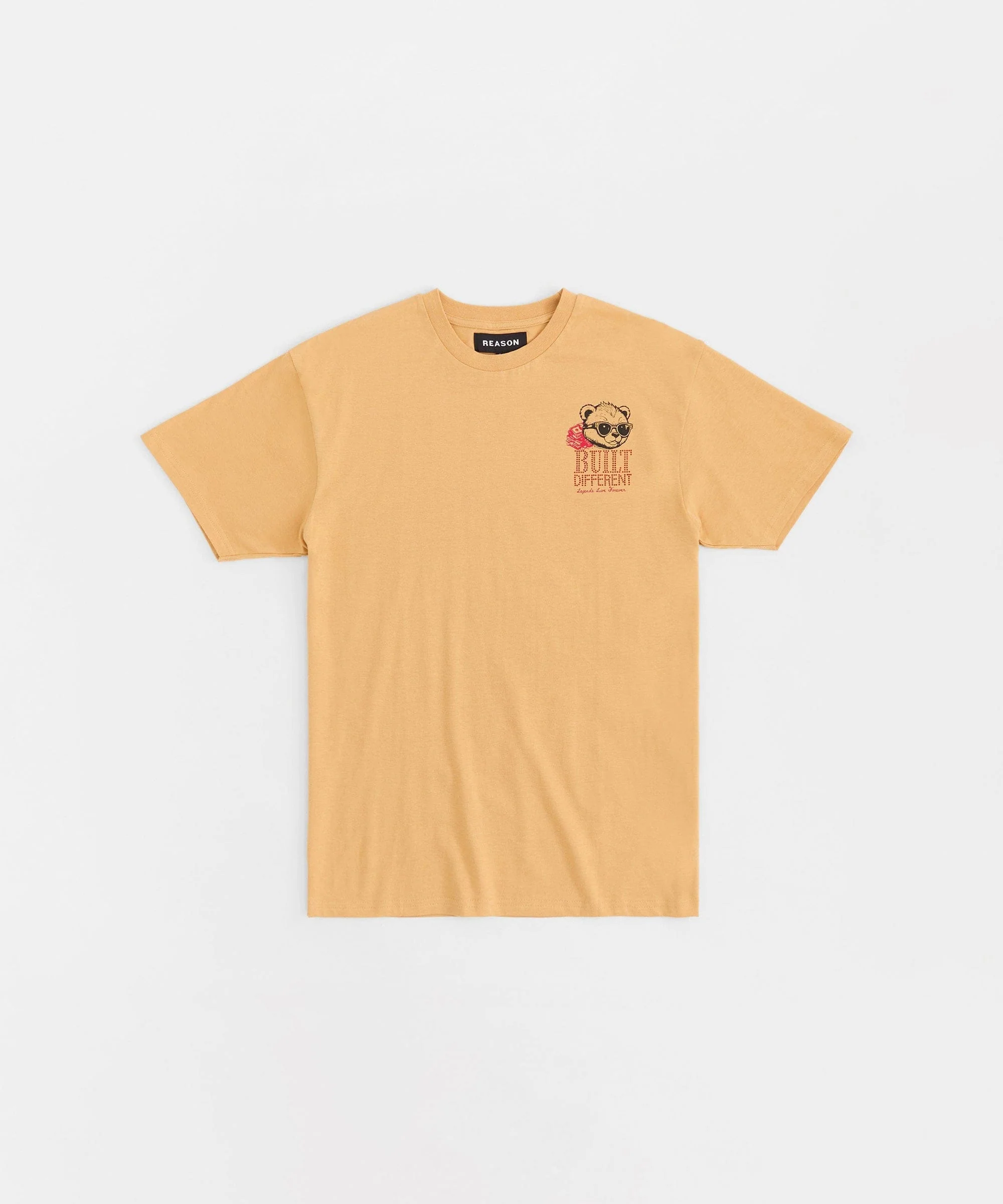 Built Different Rhinestone Short Sleeve Tee - Khaki - Image 2