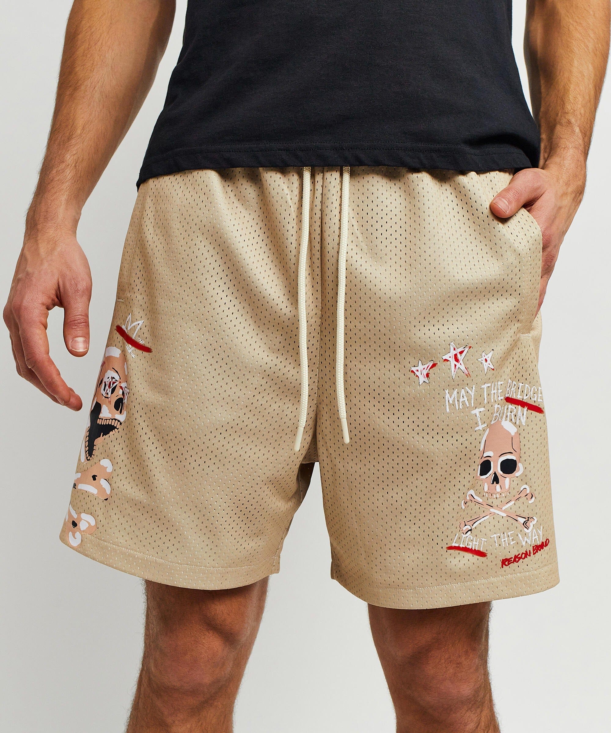 Burn Mesh Shorts - Khaki - Image 5