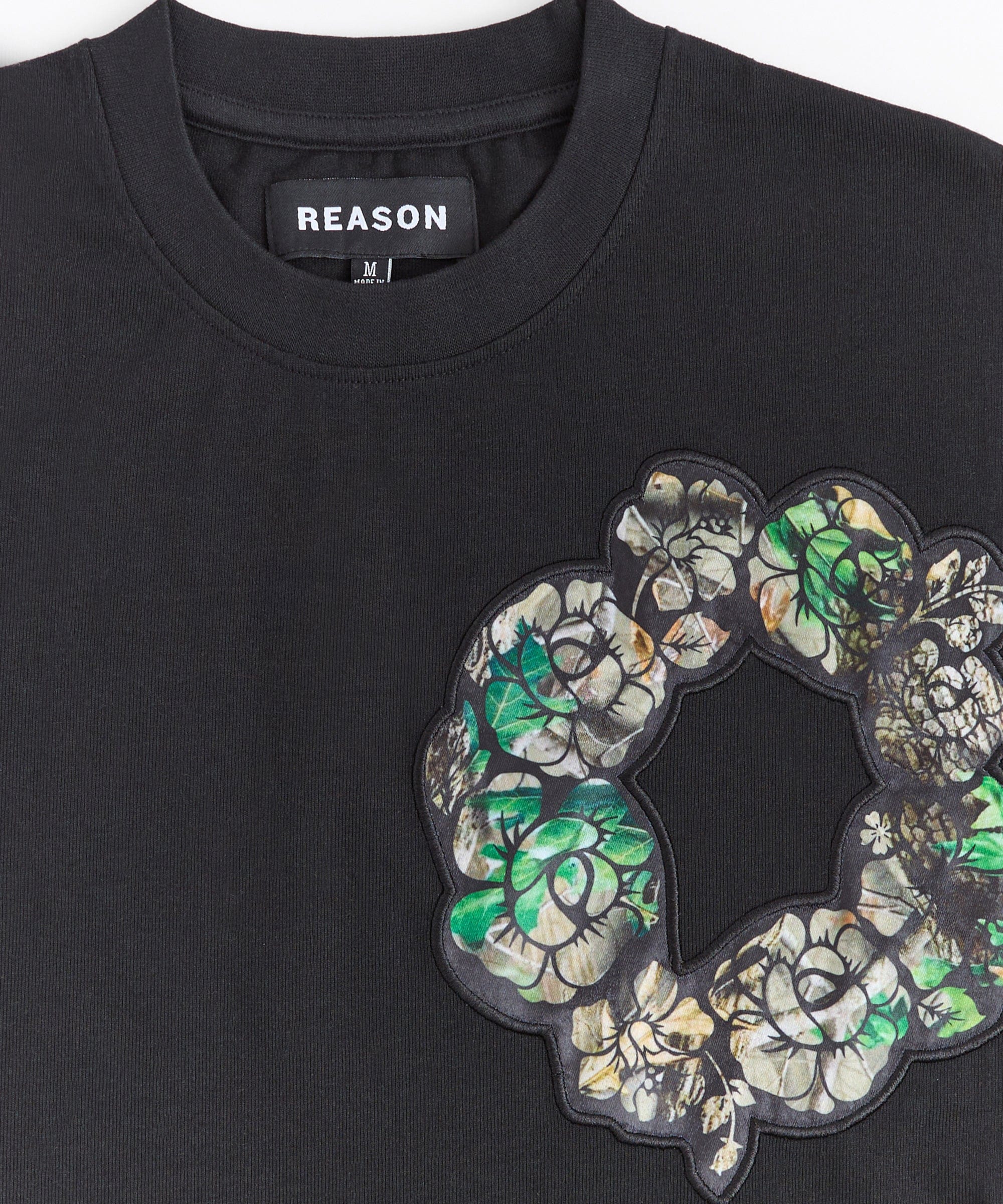 Camo Wreath Embroidered Short Sleeve Tee - Black - Image 2