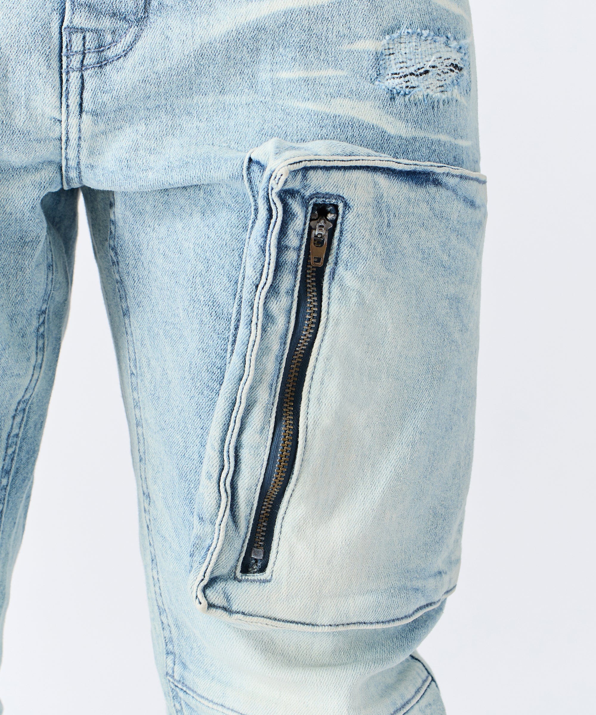 Cargo Denim Jeans - Light Blue - Image 4
