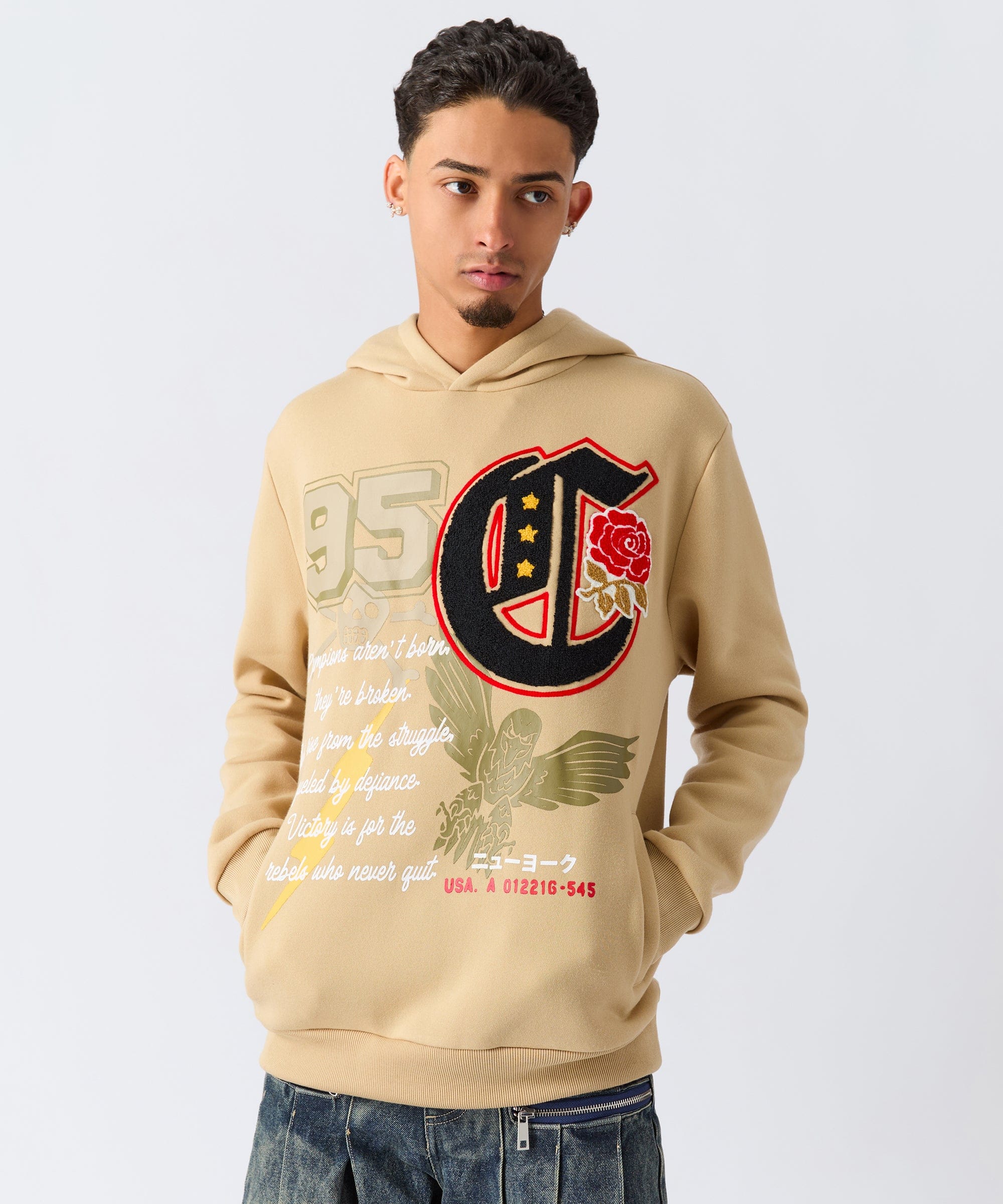 Champion Chenille Patched Hoodie - Khaki - Image 2