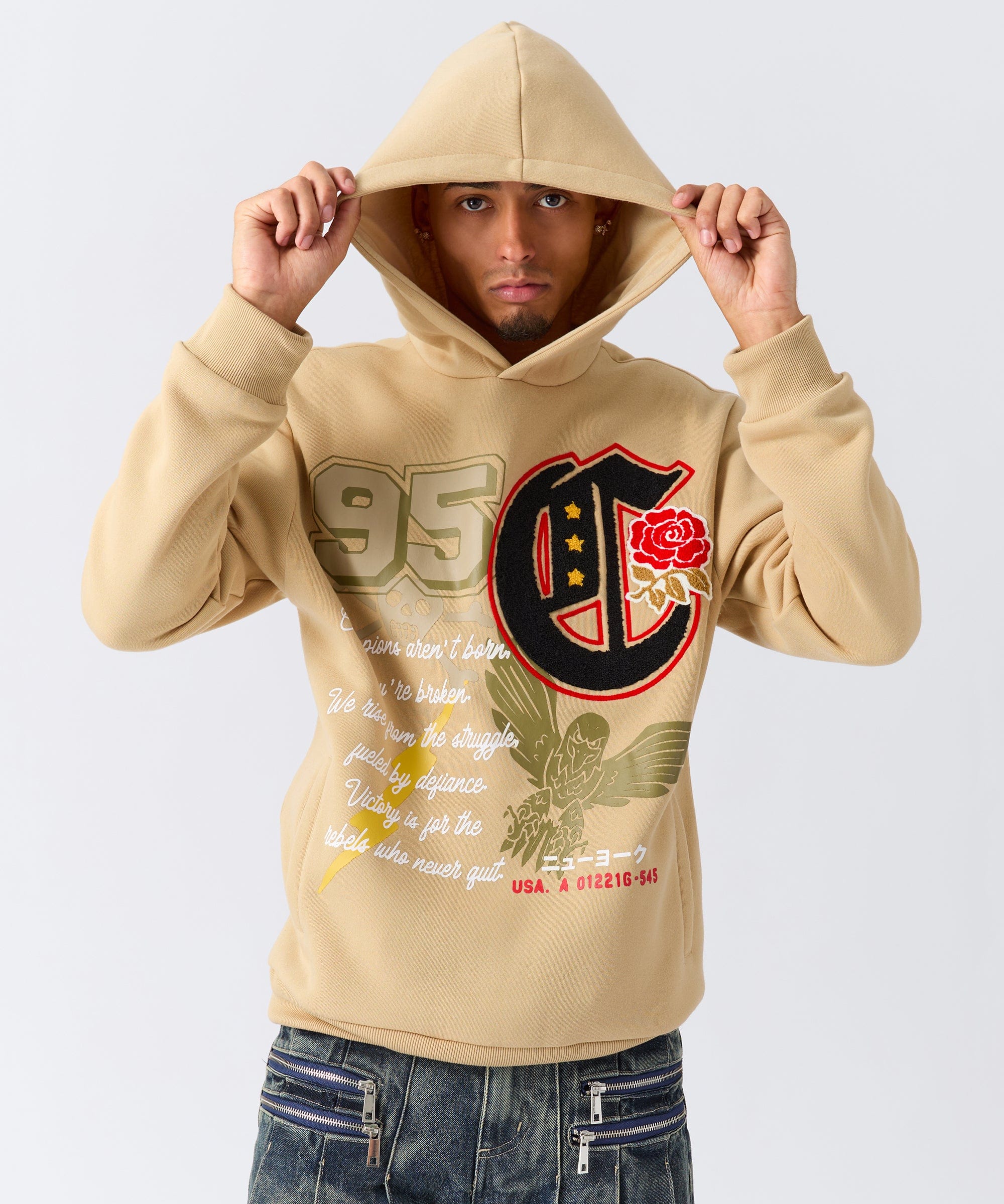 Champion Chenille Patched Hoodie - Khaki - Image 4