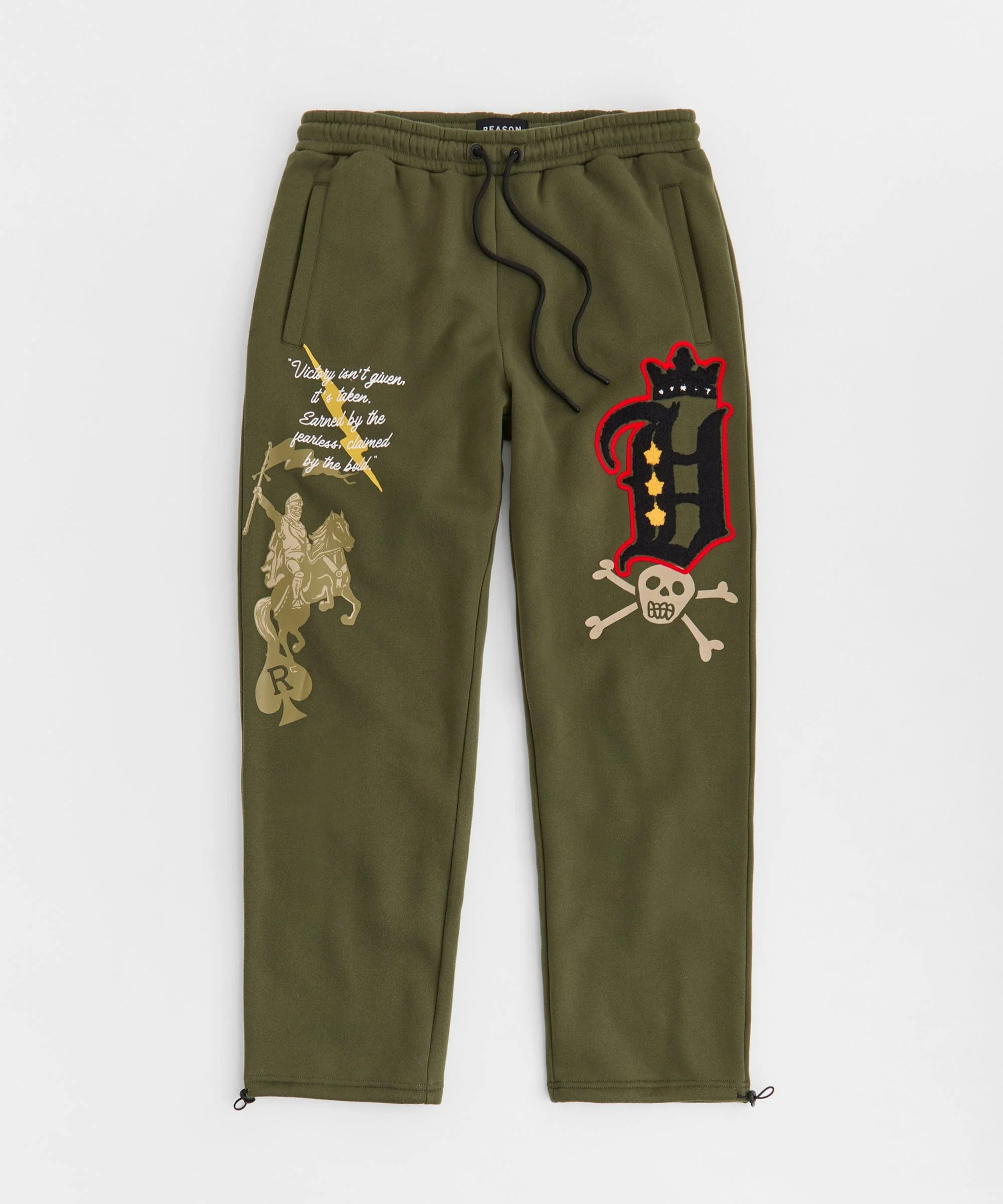 Champion Chenille Patched Sweats - Olive Green
