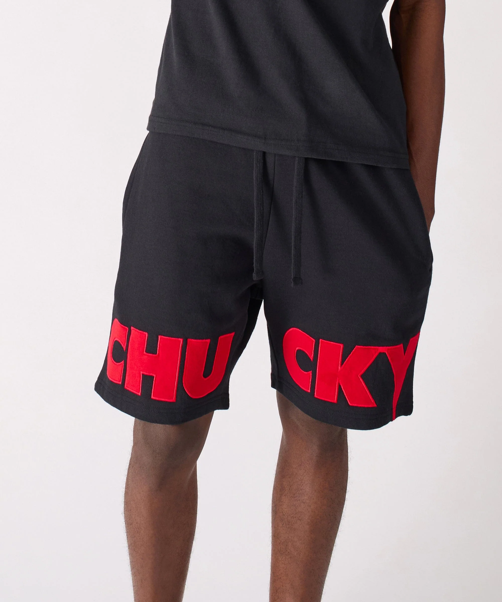 Chucky Fleece Embroidered Short - Black - Image 3