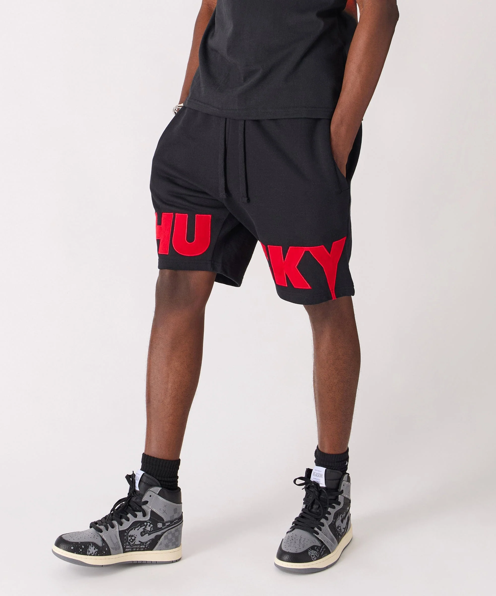 Chucky Fleece Embroidered Short - Black - Image 5