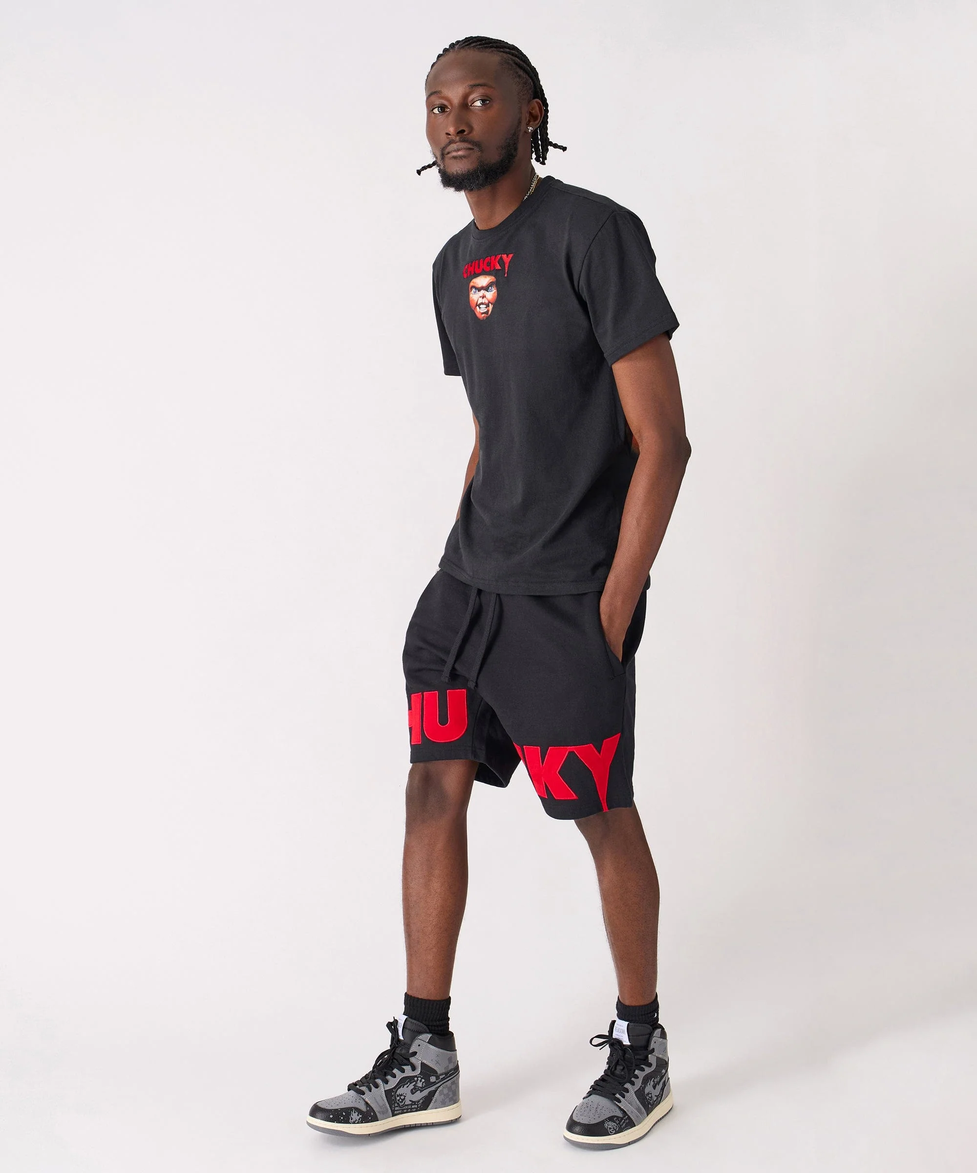 Chucky Fleece Embroidered Short - Black - Image 7