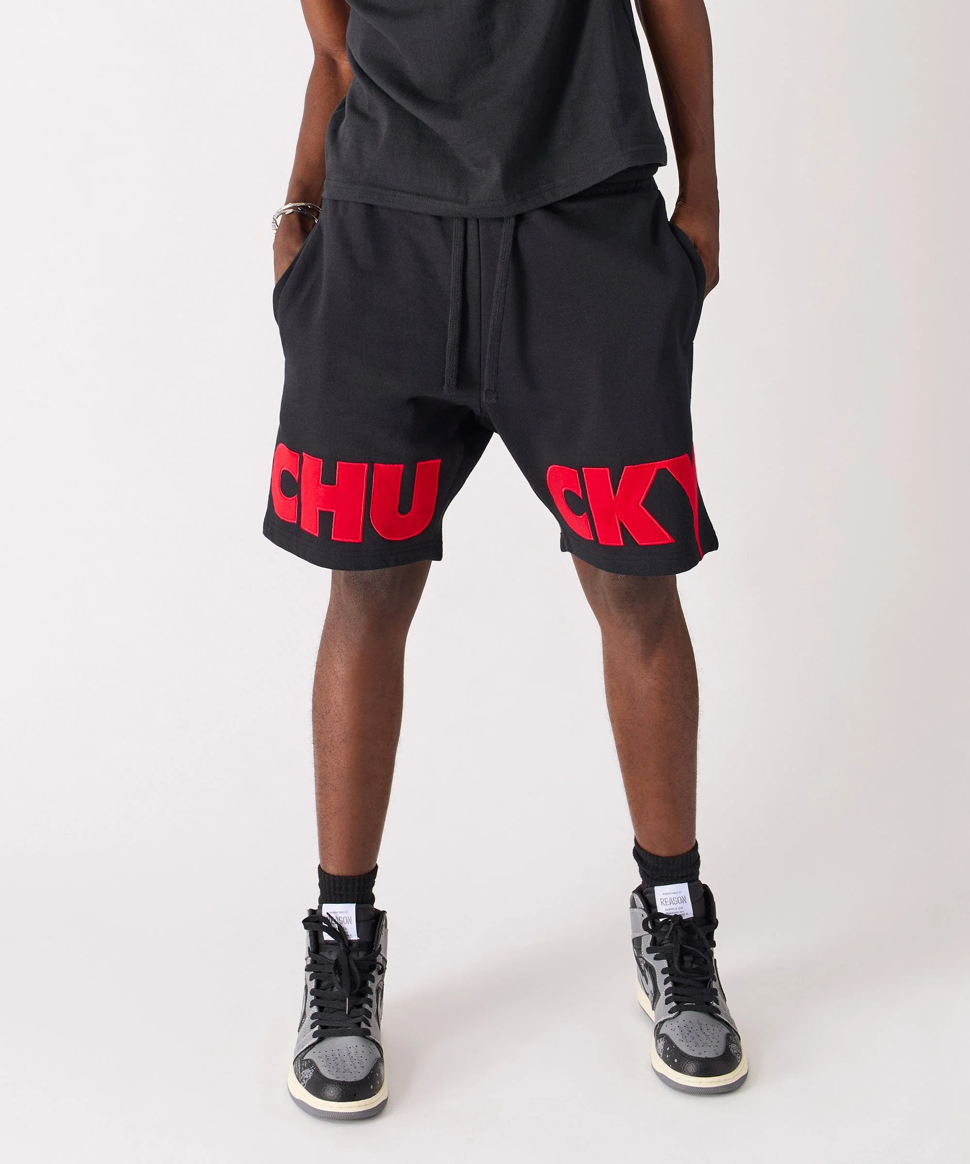 Chucky Fleece Embroidered Short - Black - Image 9