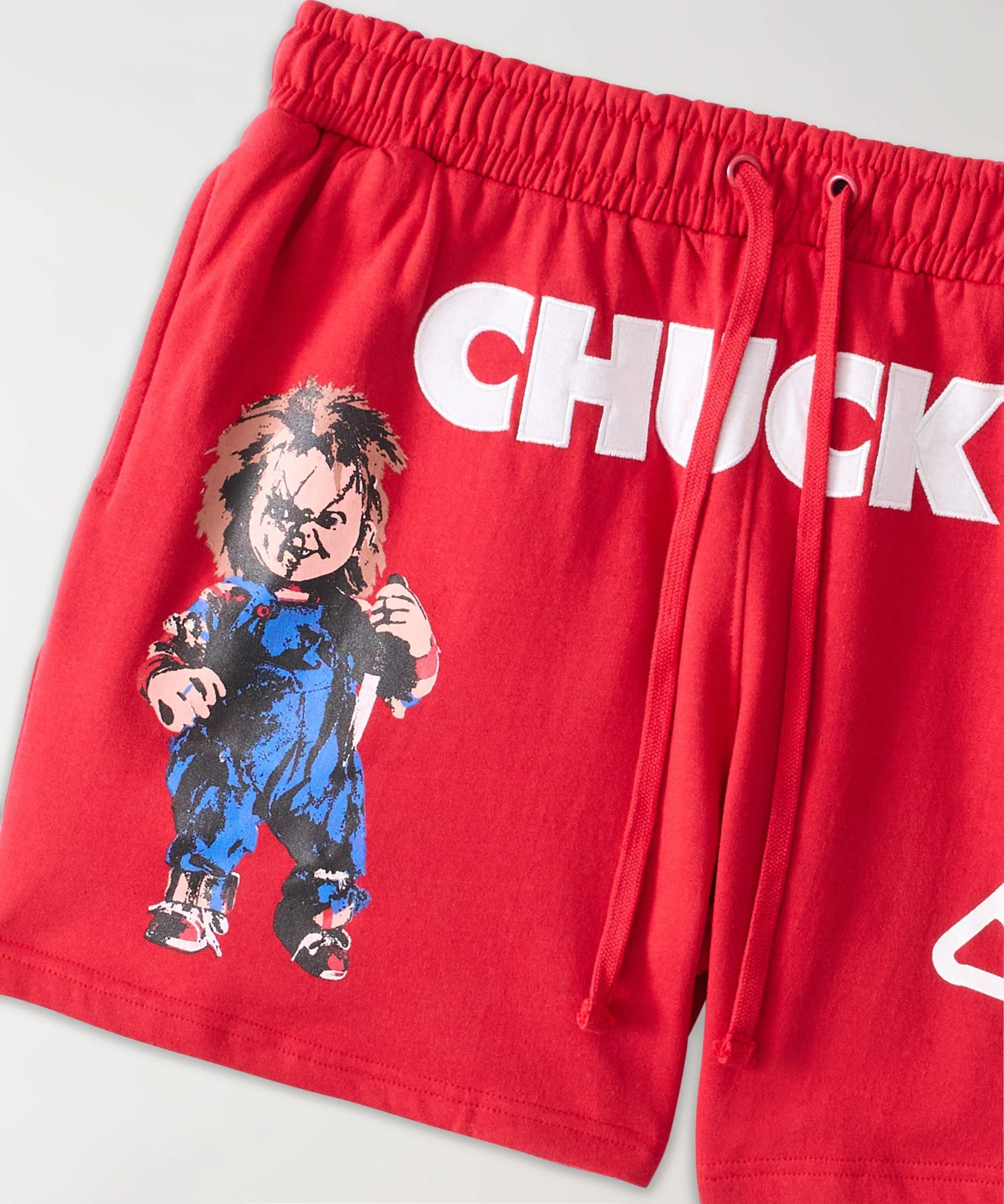 Chucky Horror Embroidered Fleece Short - Red - Image 6