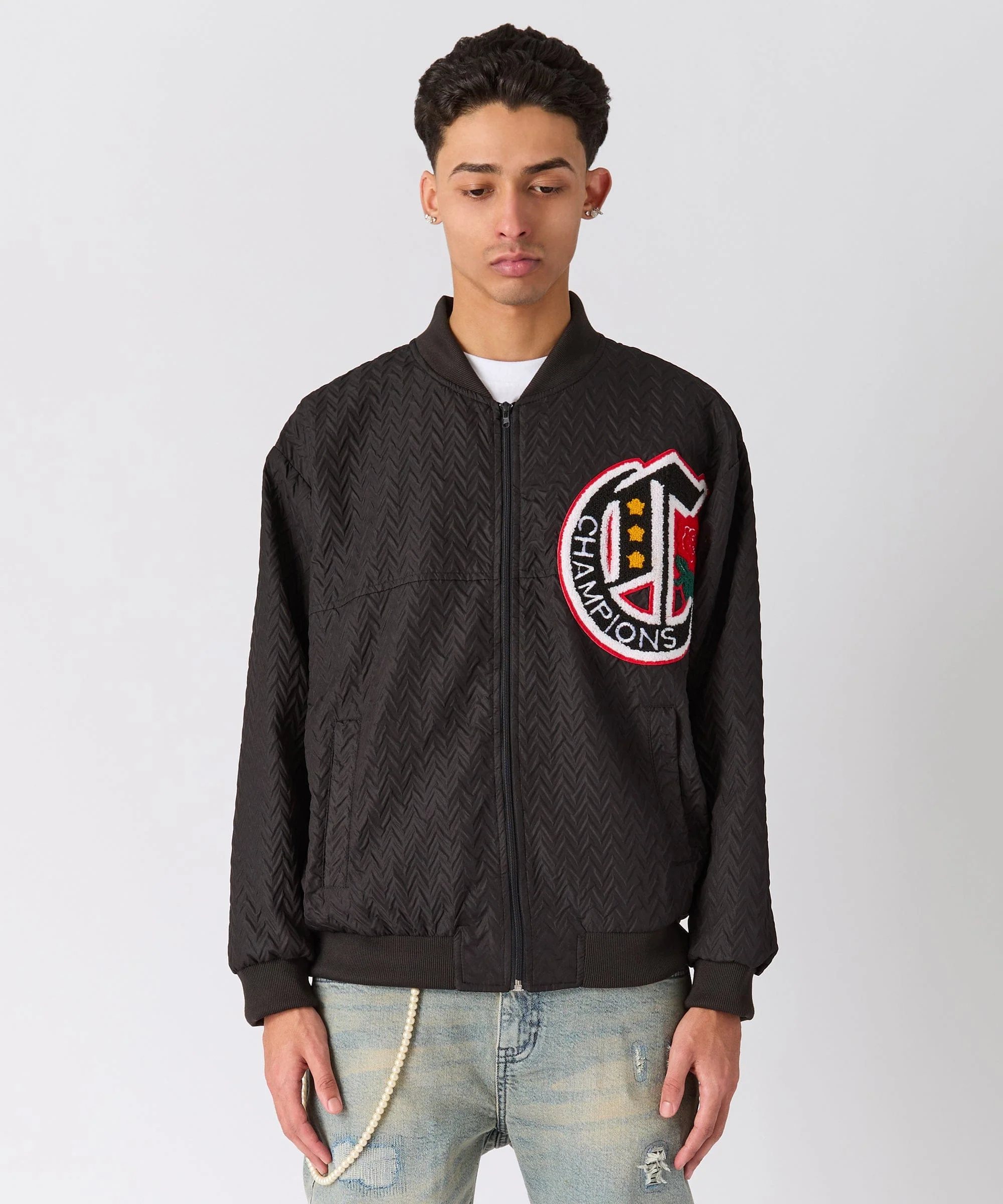 Coaches Chenille Patched Champions Jacket - Black - Image 5