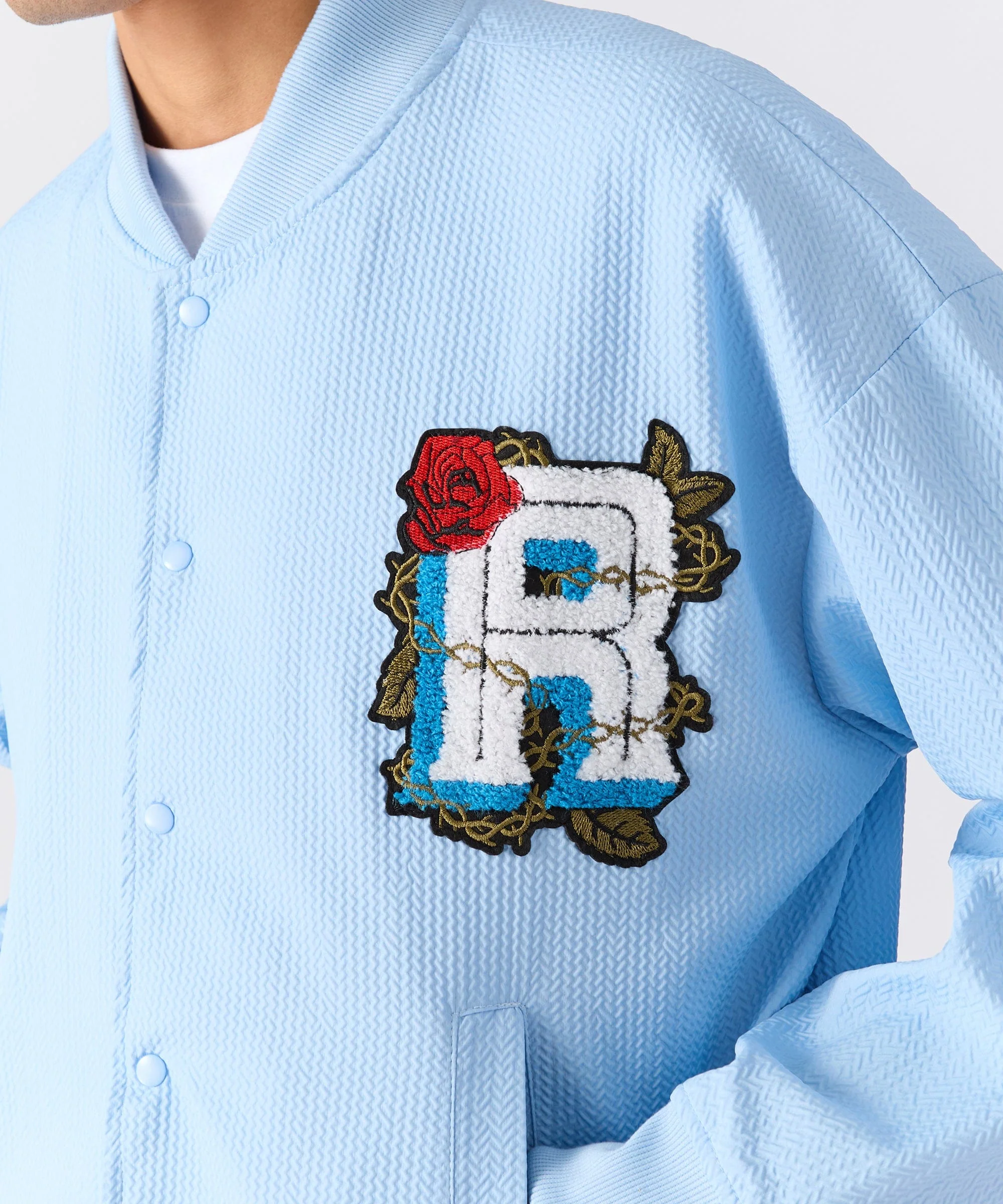 Coaches Chenille Patched Jacket - Light Blue - Image 7