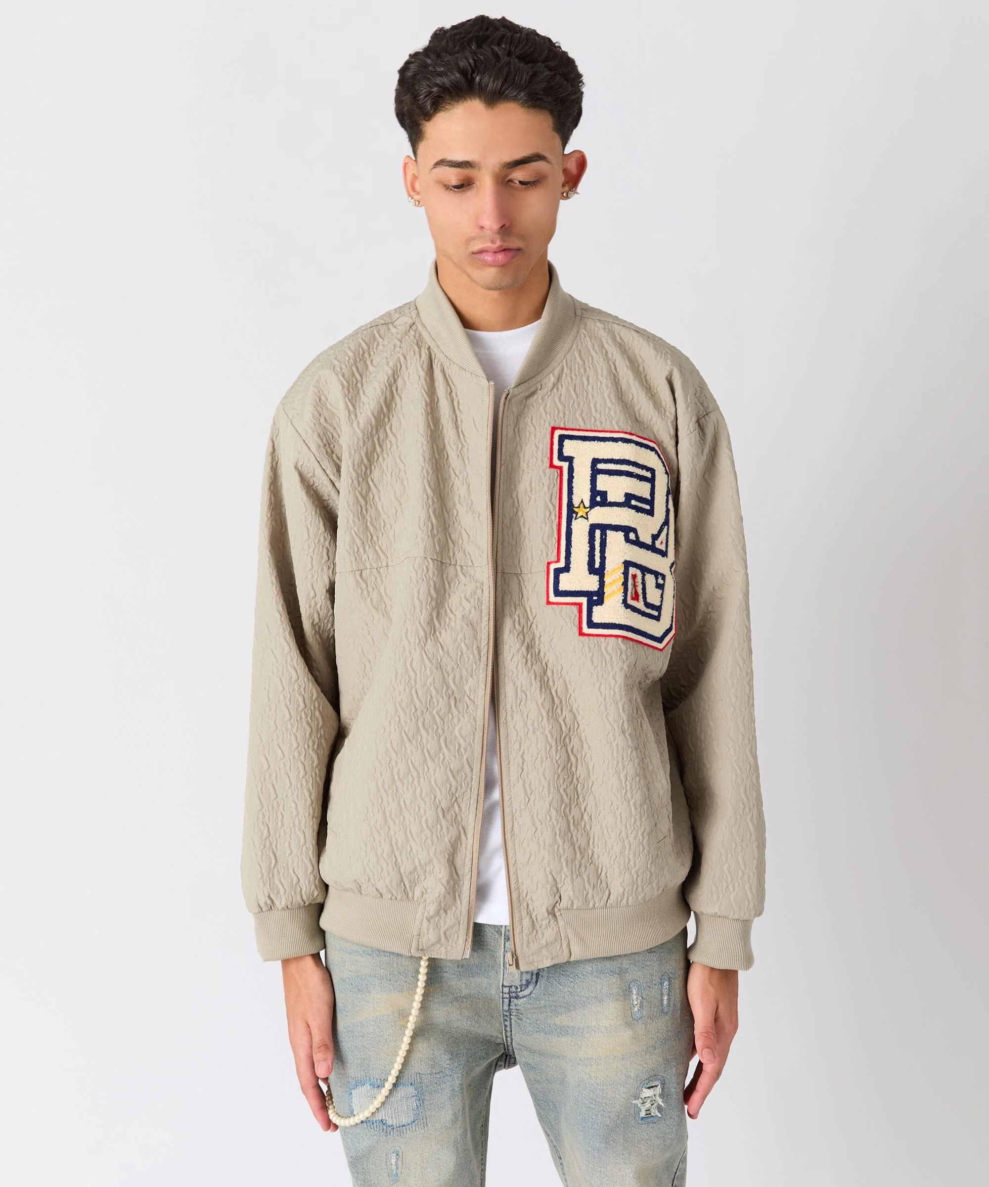 Coaches Chenille Patched Jacket - Light Green - Image 6