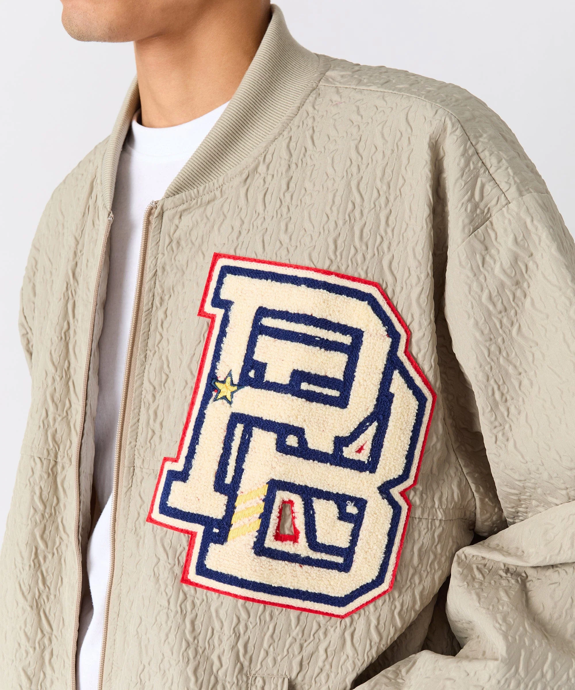 Coaches Chenille Patched Jacket - Light Green - Image 7