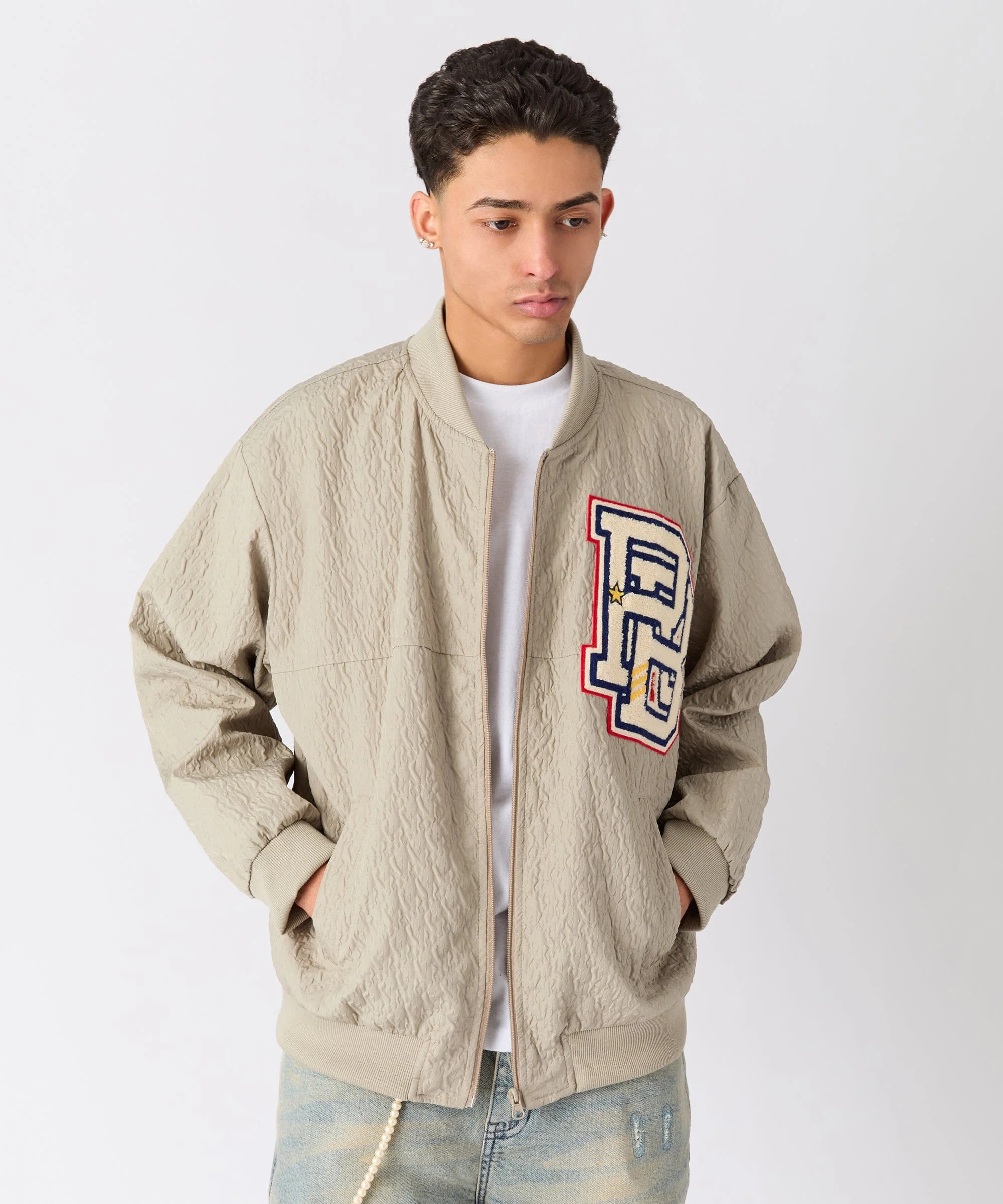 Coaches Chenille Patched Jacket - Light Green - Image 8