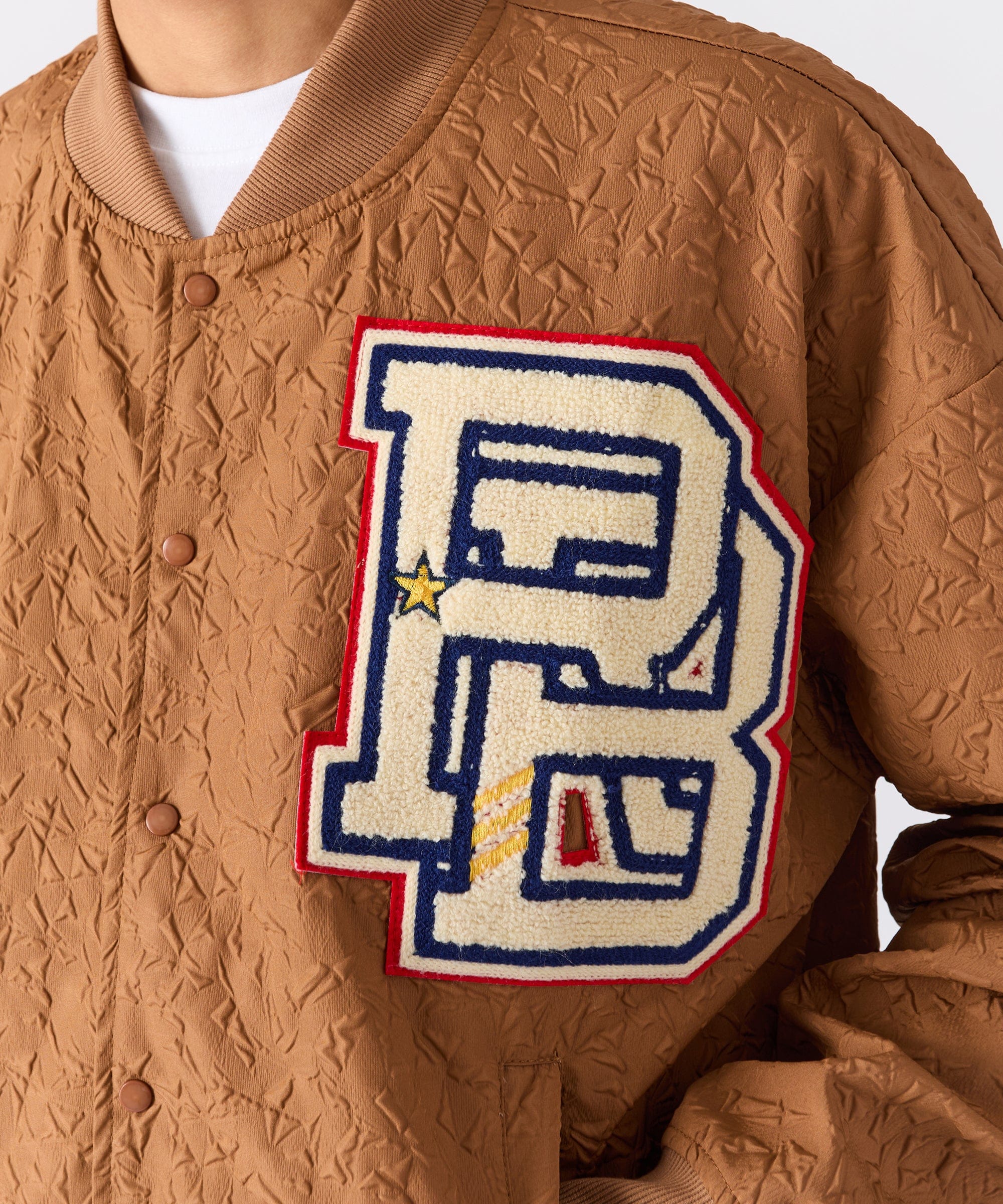 Coaches Reason Chenille Patched Jacket - Brown - Image 7
