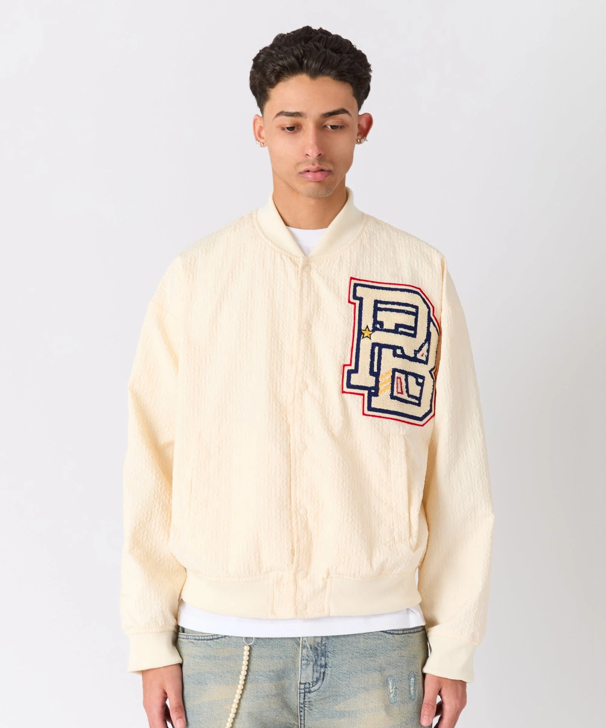 Coaches Reason Chenille Patched Jacket - Cream - Image 6