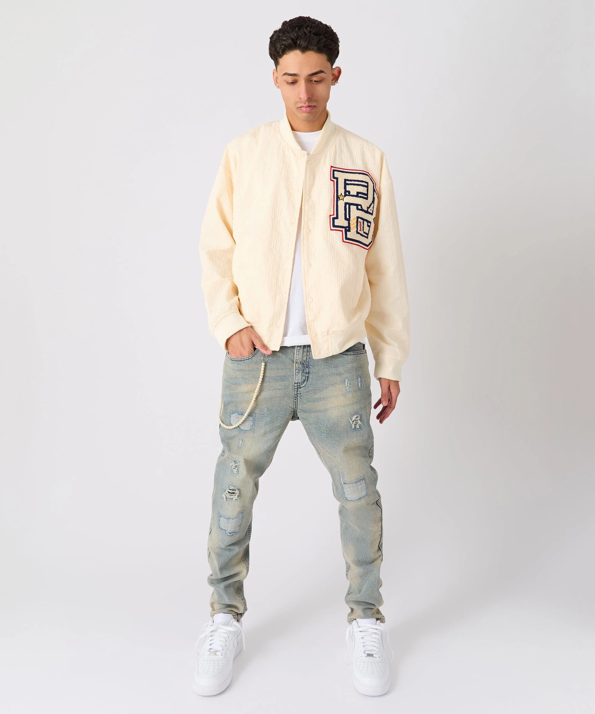 Coaches Reason Chenille Patched Jacket - Cream - Image 7