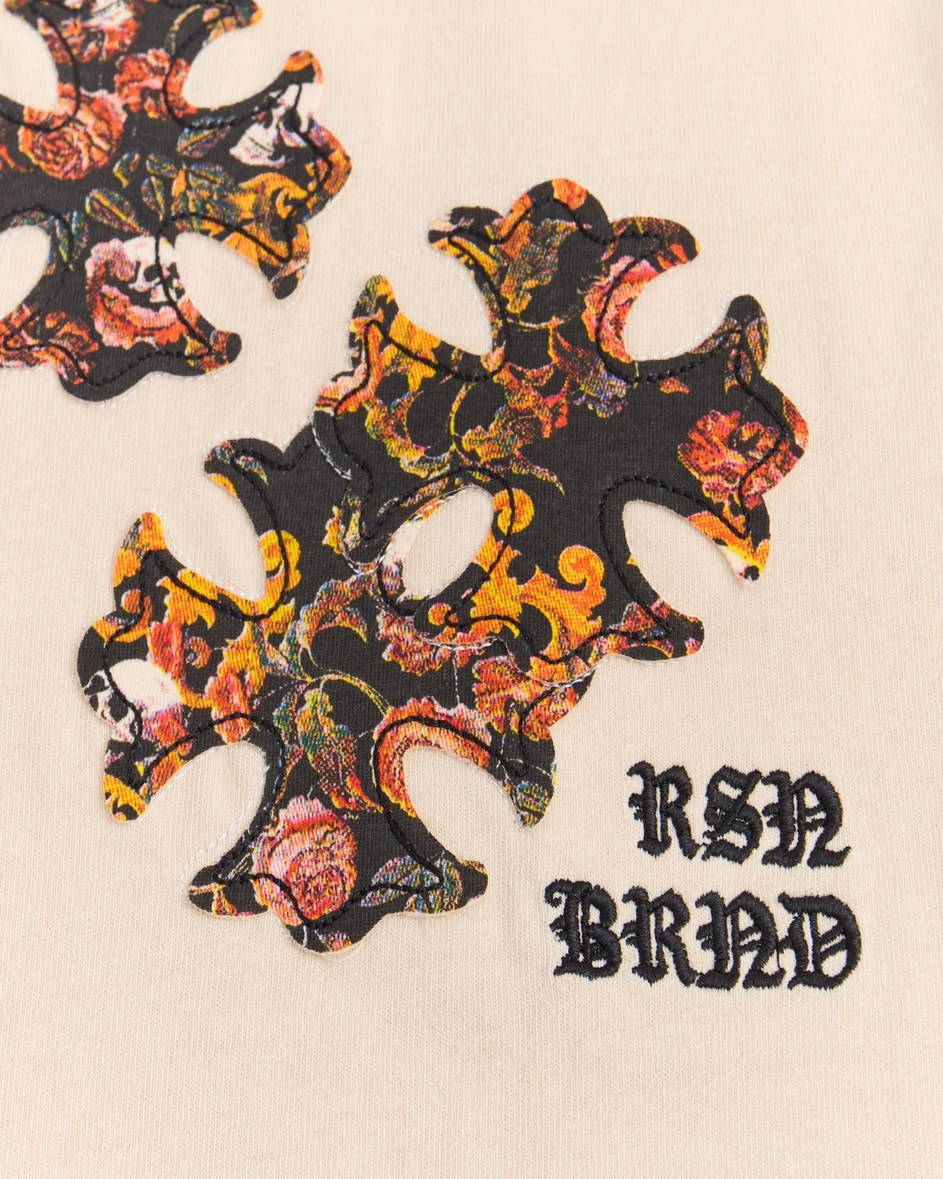 Cross Applique Short Sleeve Tee - Cream - Image 5