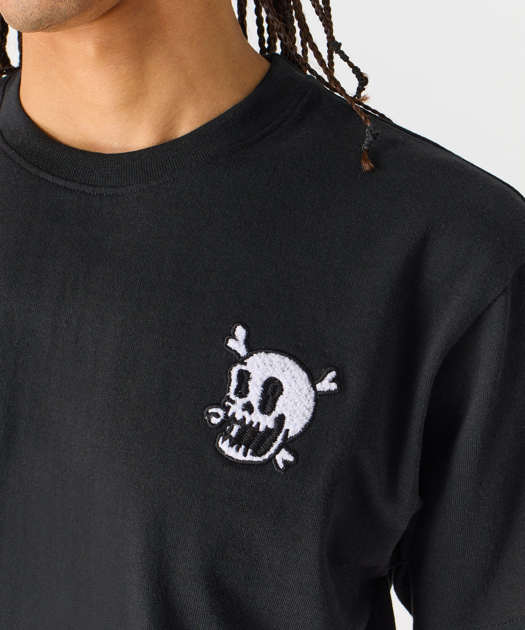 Crossbones Chenille Patch Short Sleeve Tee - Black - Image 3
