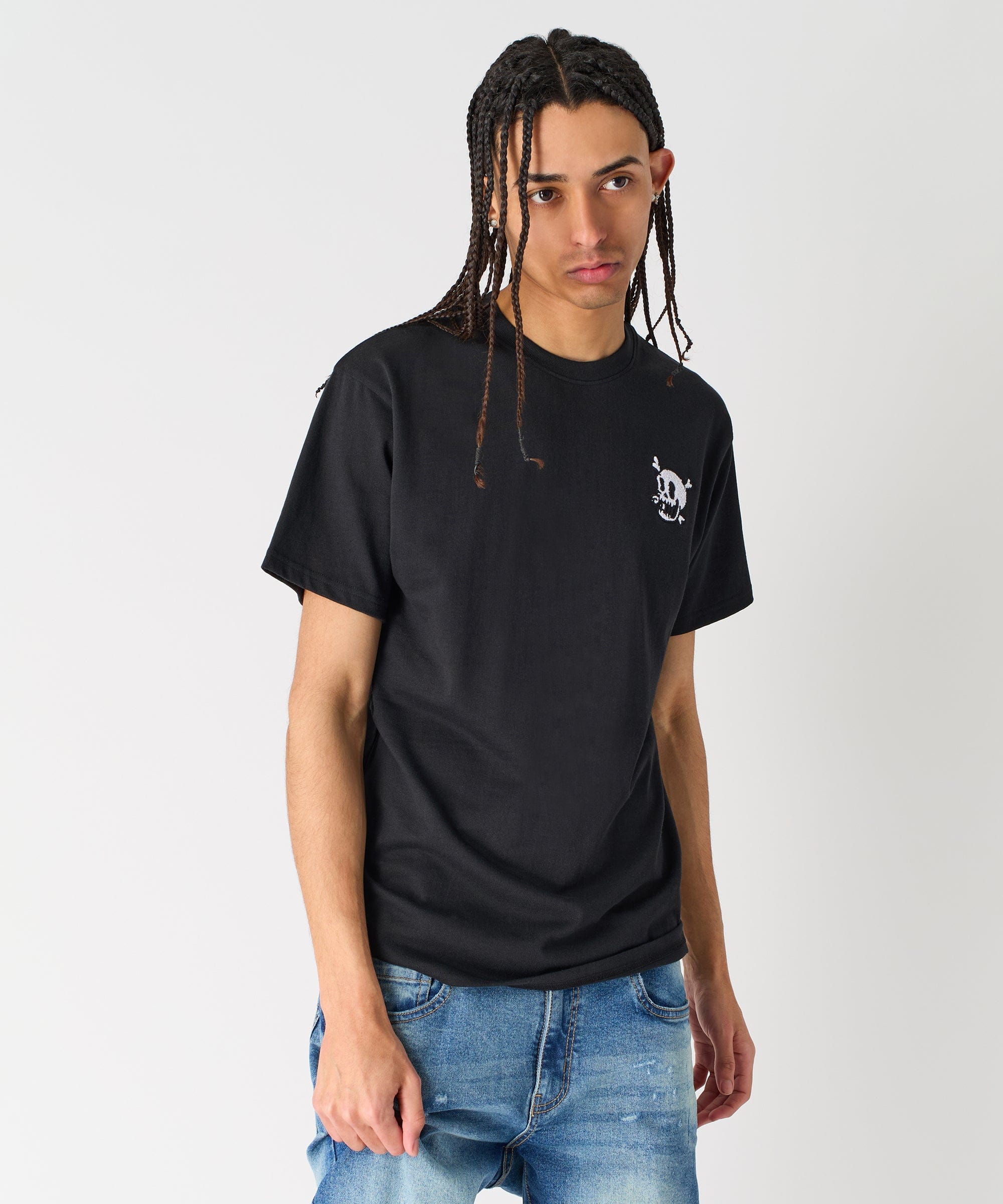 Crossbones Chenille Patch Short Sleeve Tee - Black - Image 4