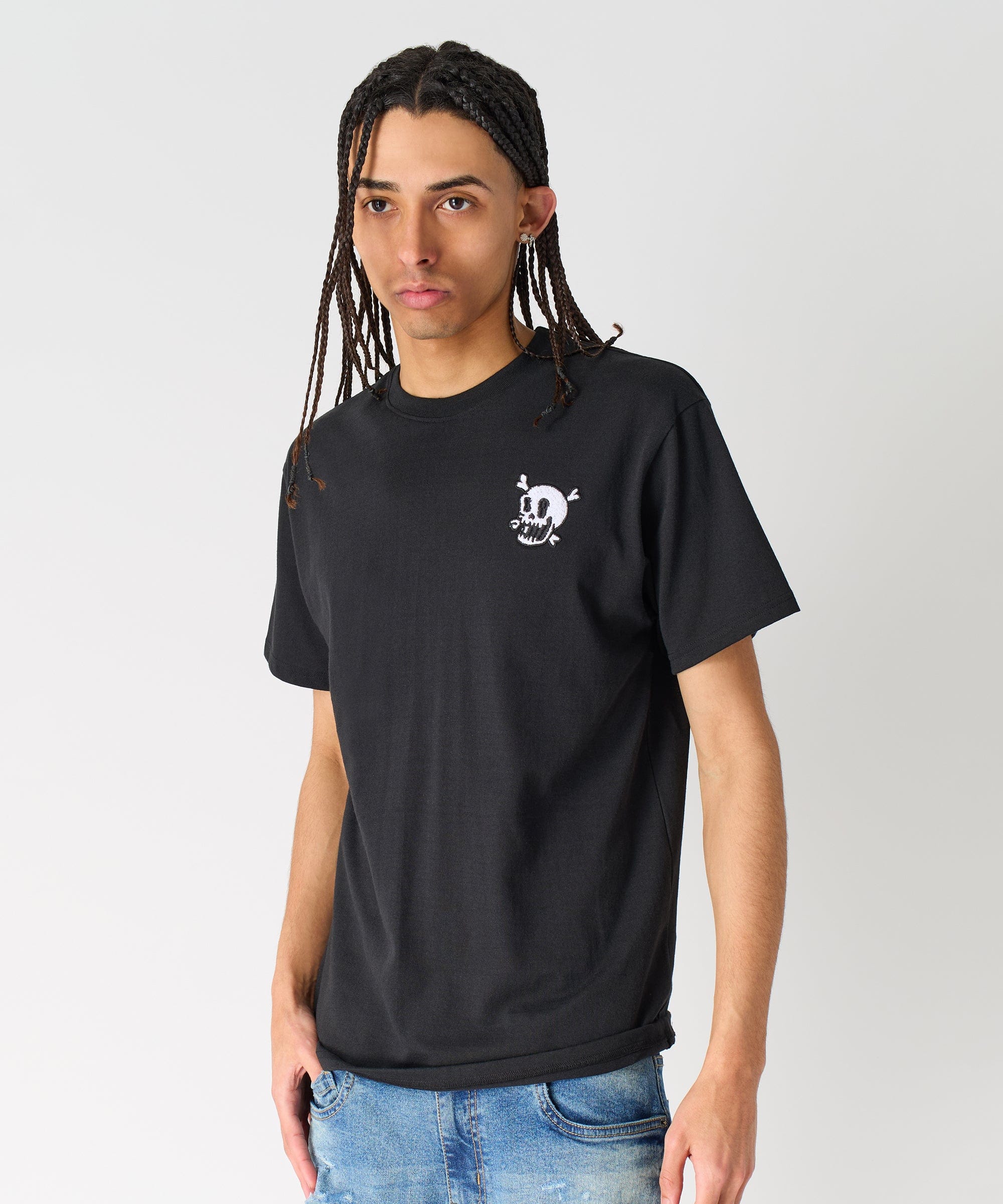 Crossbones Chenille Patch Short Sleeve Tee - Black - Image 5
