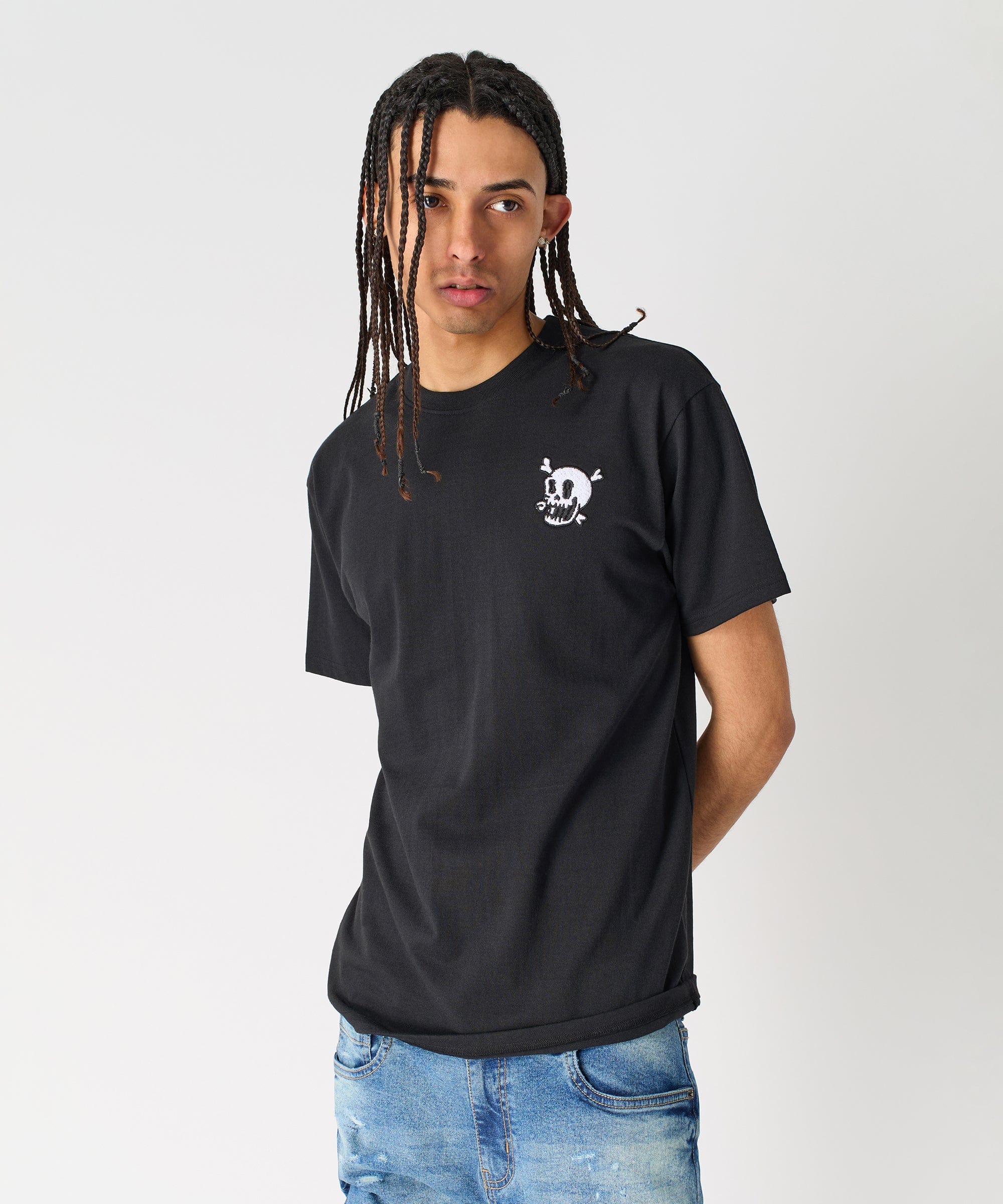 Crossbones Chenille Patch Short Sleeve Tee - Black - Image 7