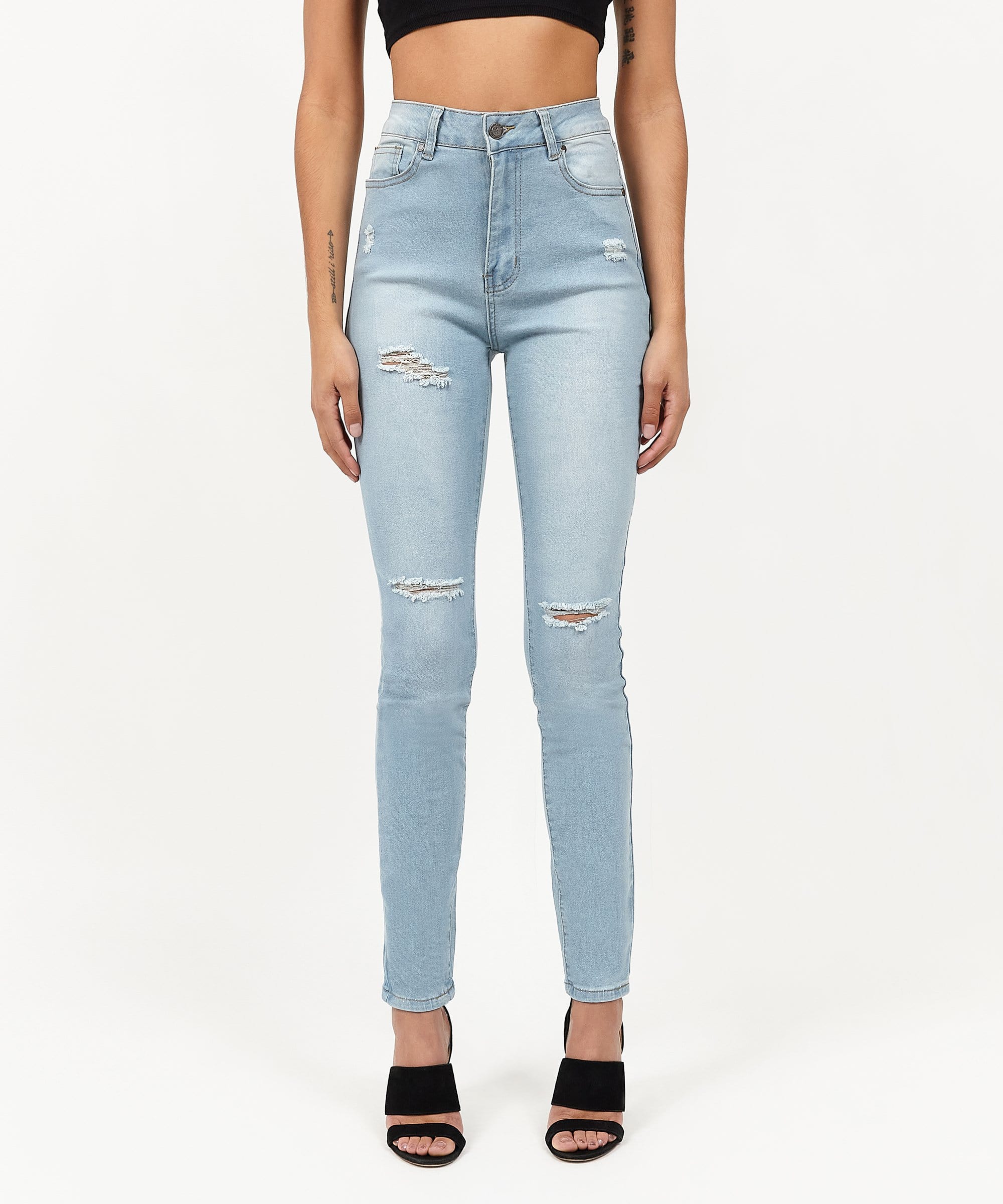 Womens Abigail Ripped Slim Jeans - Image 2