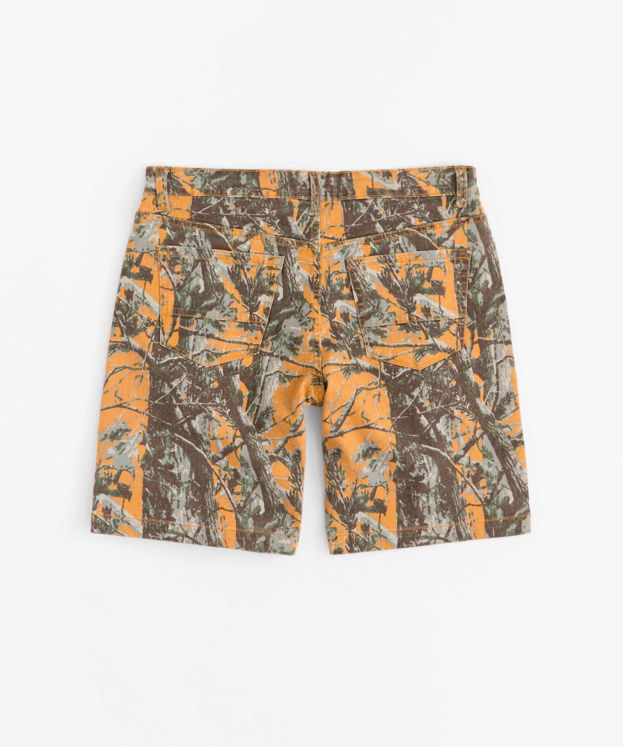 Destroyed Denim Camo Shorts - Orange - Image 2