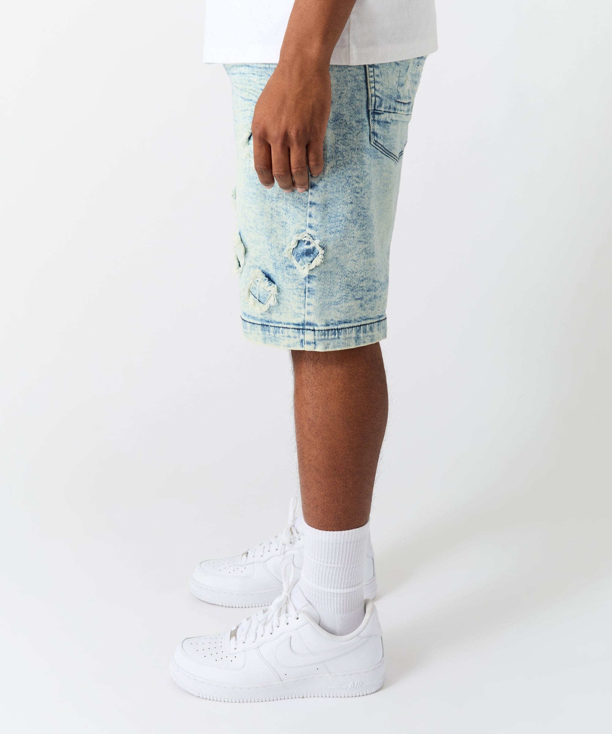 Destroyed Denim Short - Blue - Image 2