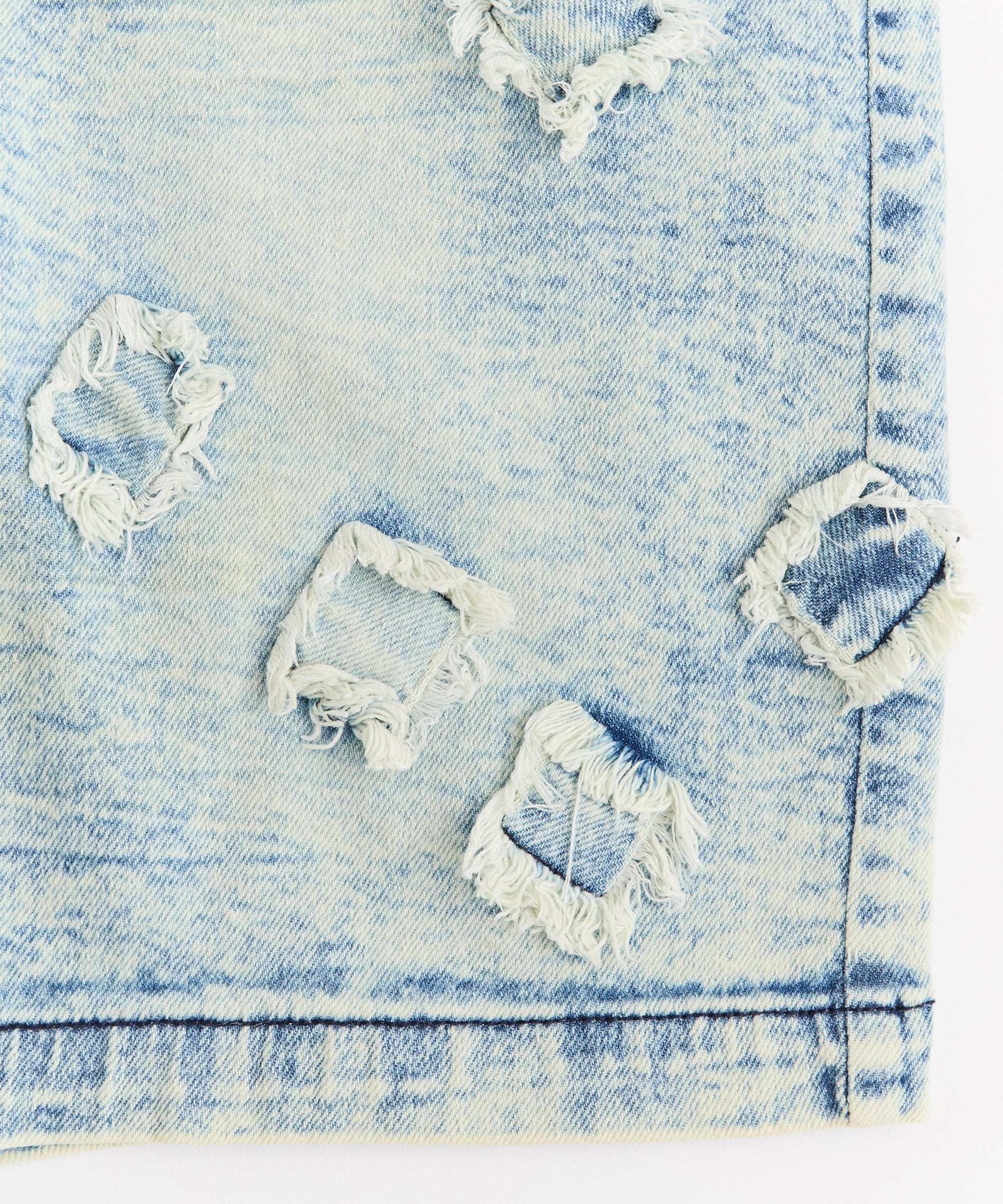 Destroyed Denim Short - Blue - Image 5