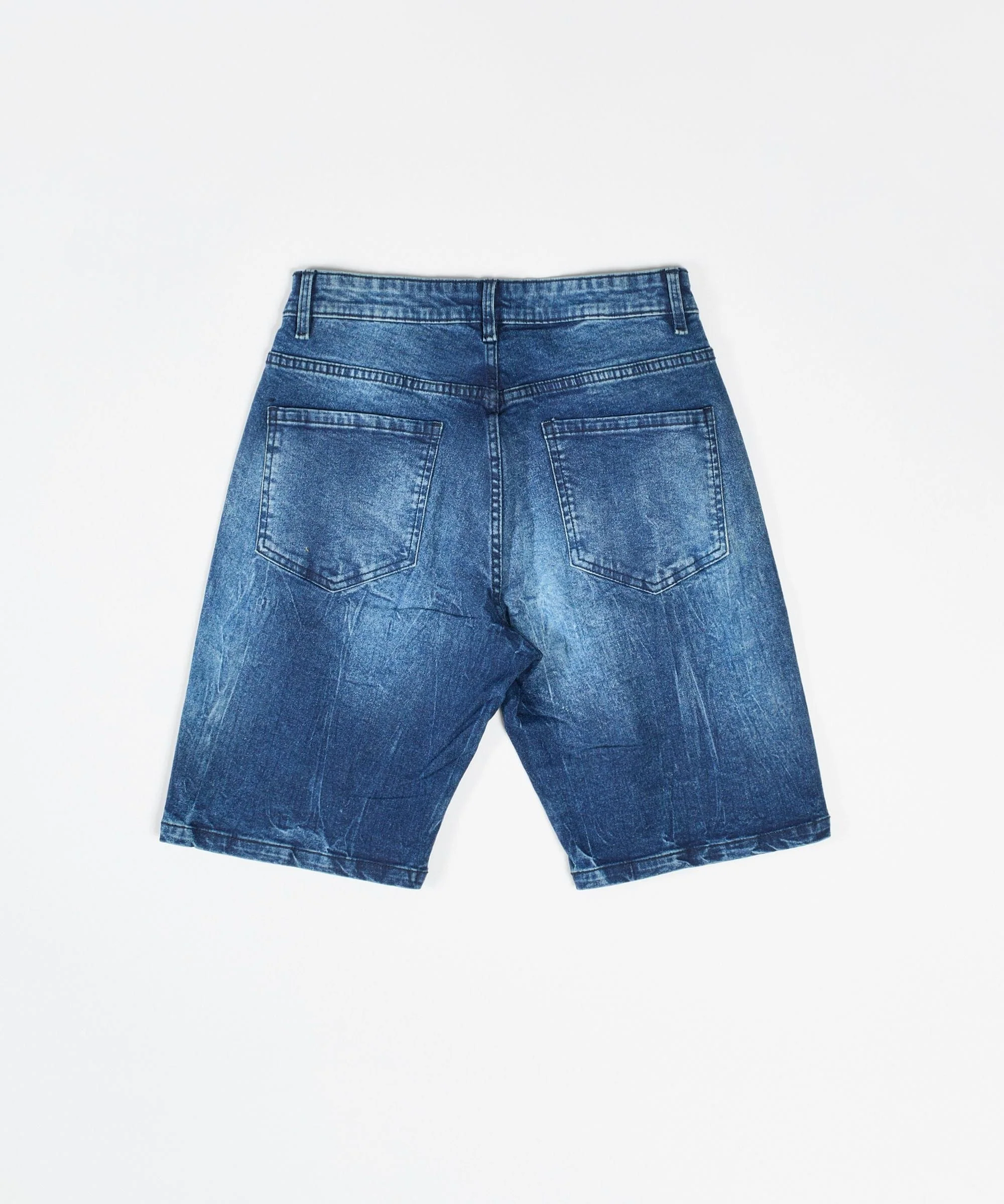 Destroyed Denim Shorts - Blue - Image 2
