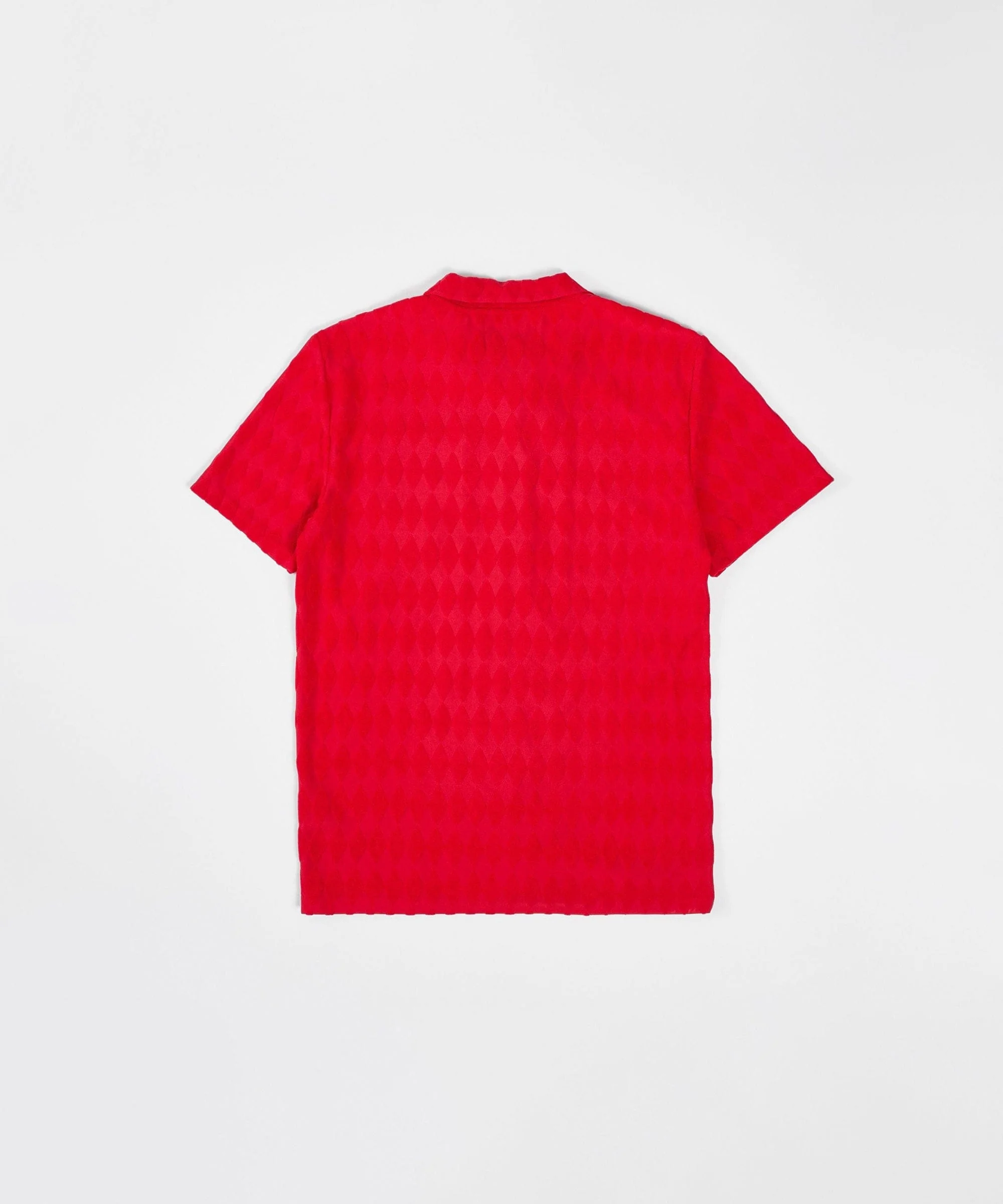 Diamond Plate Towel Color Blocked Short Sleeve Button Down Shirt - Red - Image 5