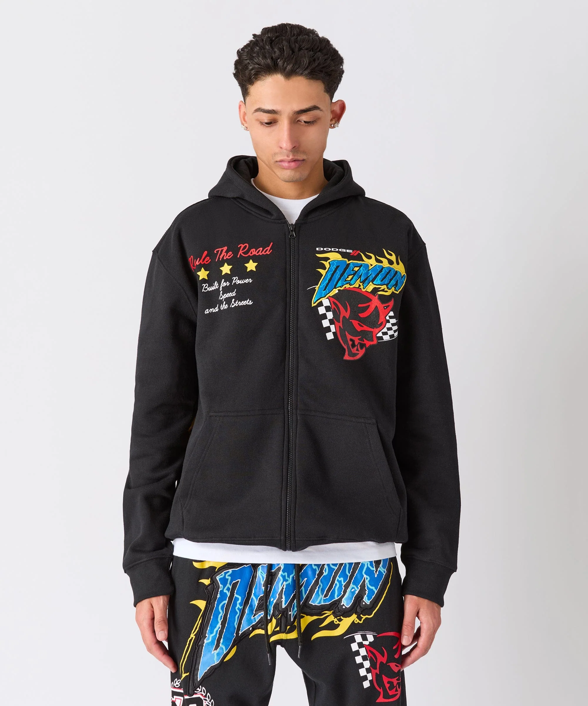 Dodge Demon Applique Full Zip Hoodie - Black - Image 2