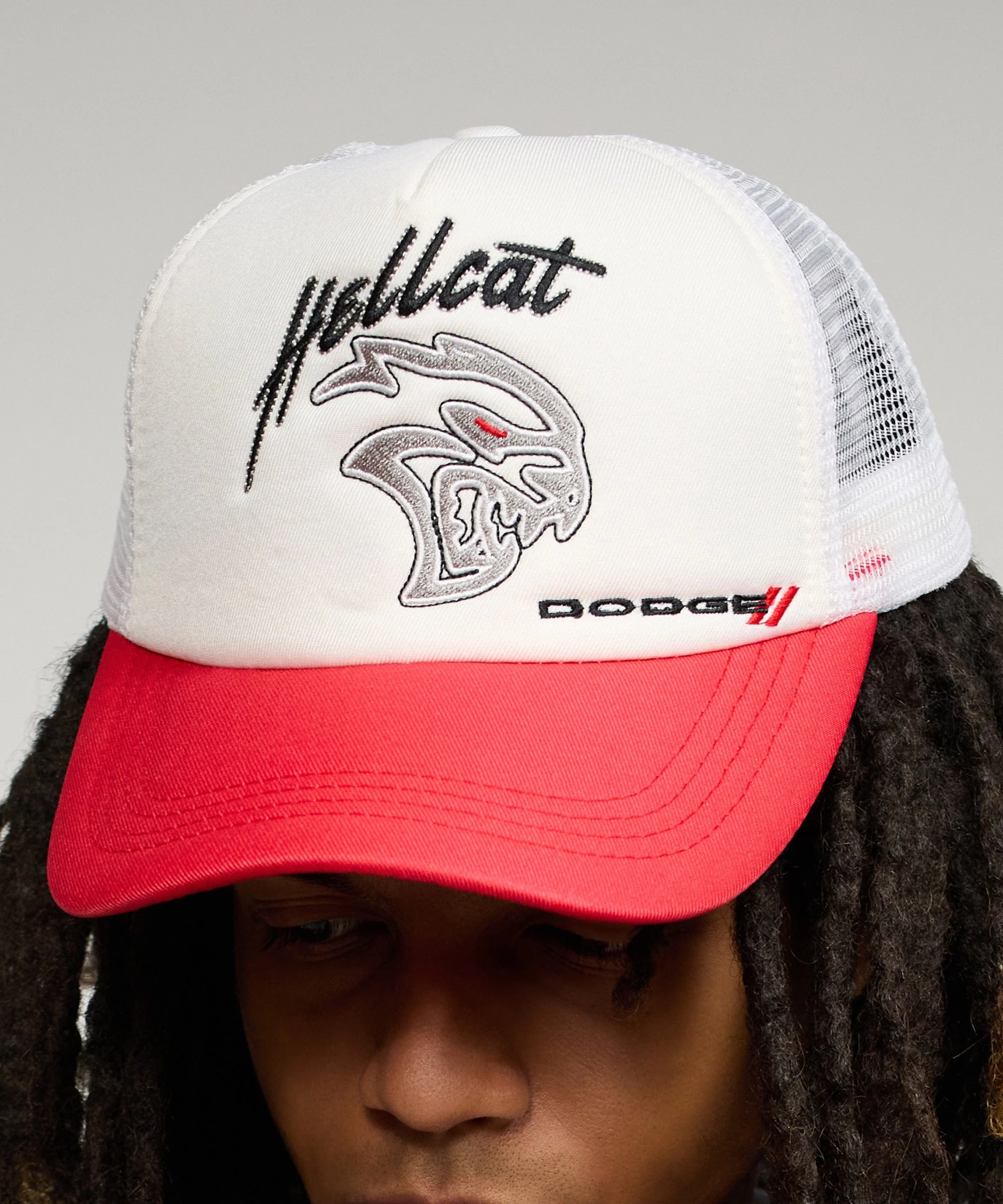 Dodge Demon Embroidery Trucker Hat - White - Image 4