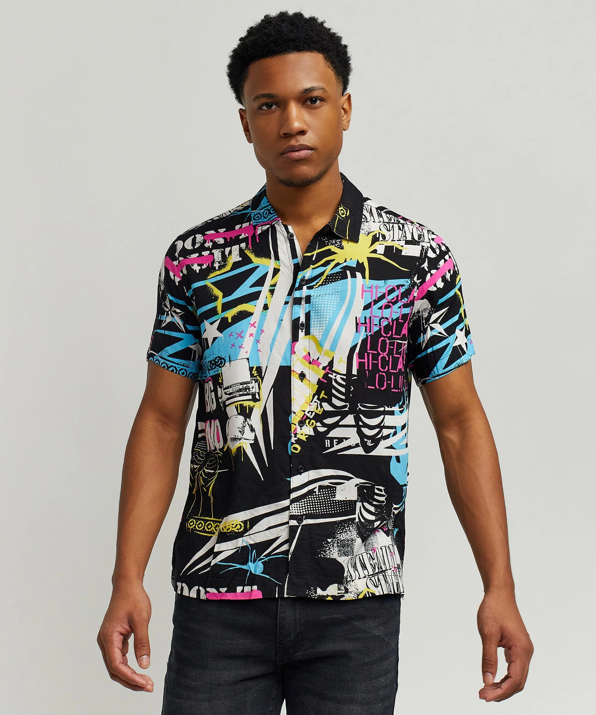 Dont Quit Allover Print Short Sleeve Shirt