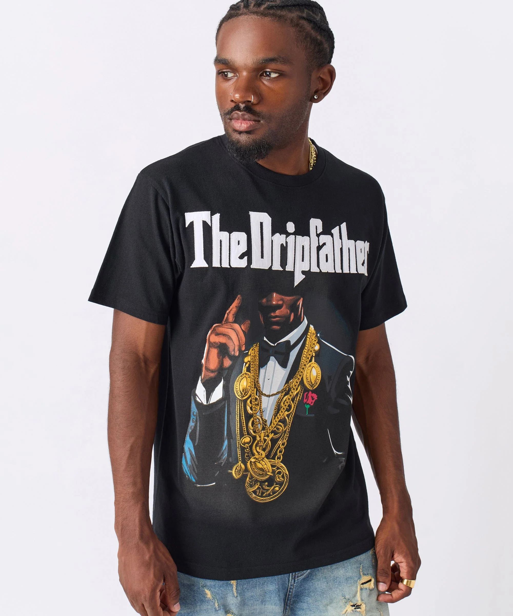 Dripfather Applique Short Sleeve Tee - Black - Image 2