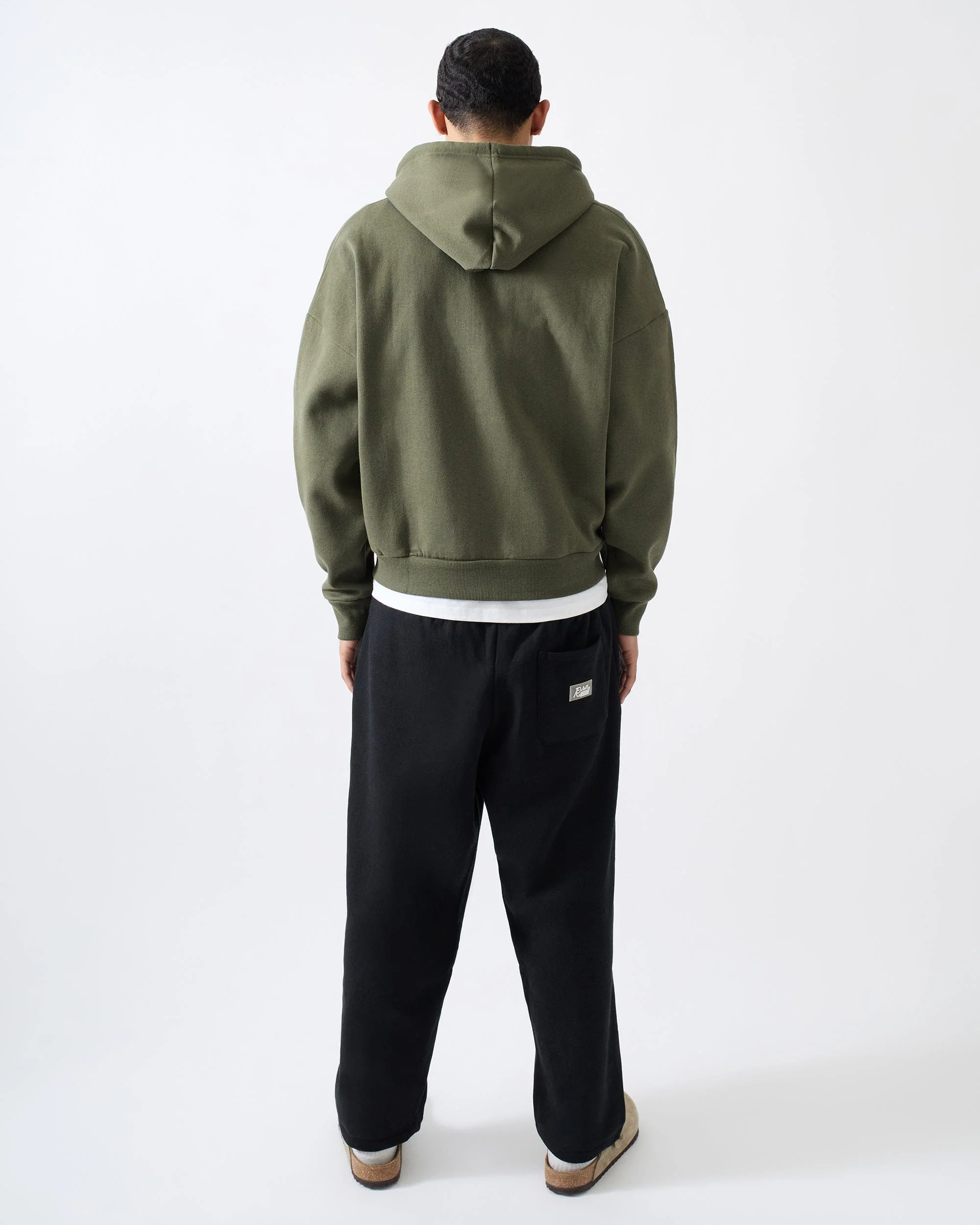 Essential Heavyweight Fleece Baggy Fit Comfy Zip Up Hoodie - Olive Green - Image 4