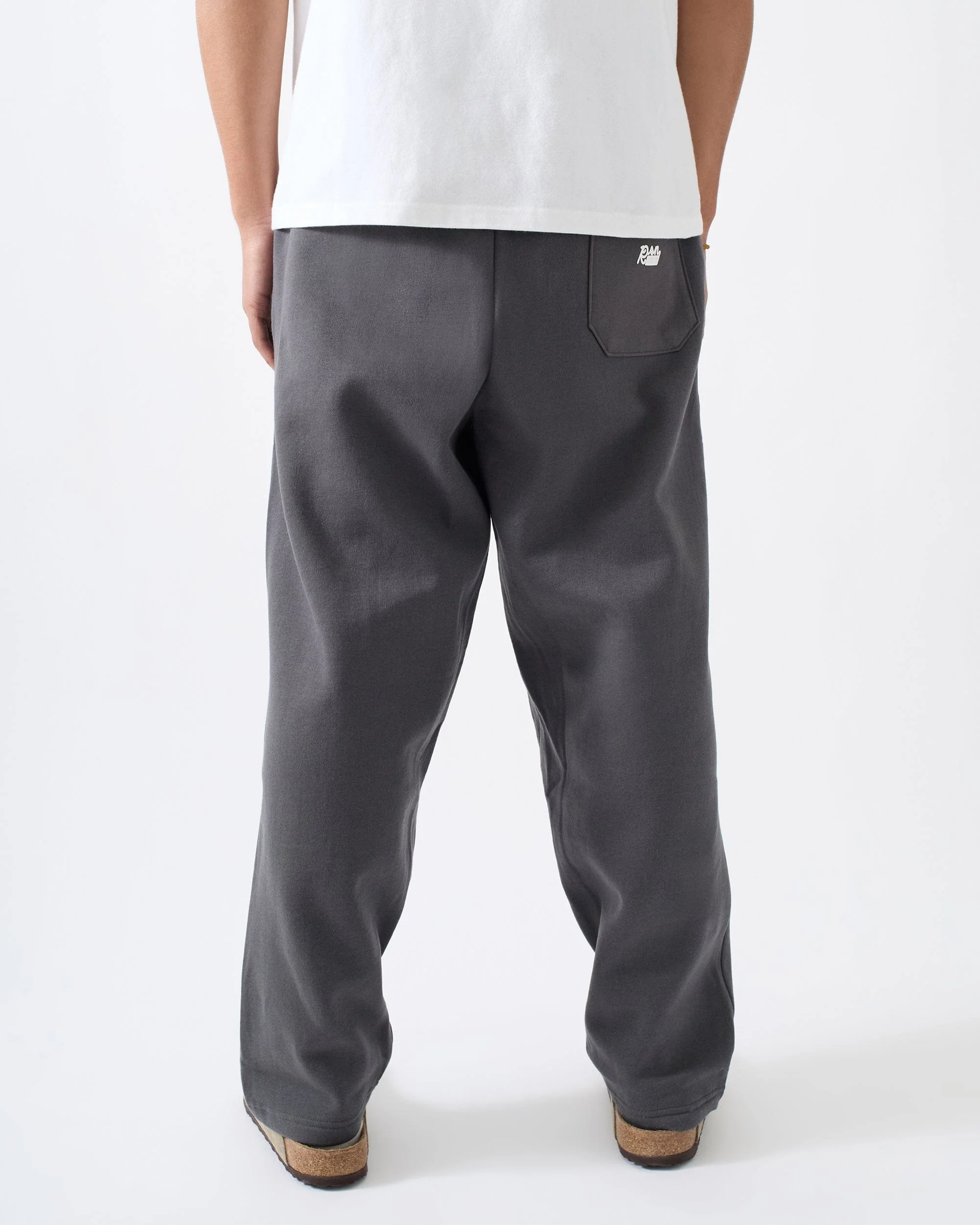 Essential Heavyweight Fleece Baggy Fit Open Hem Sweats - Dark Grey - Image 5