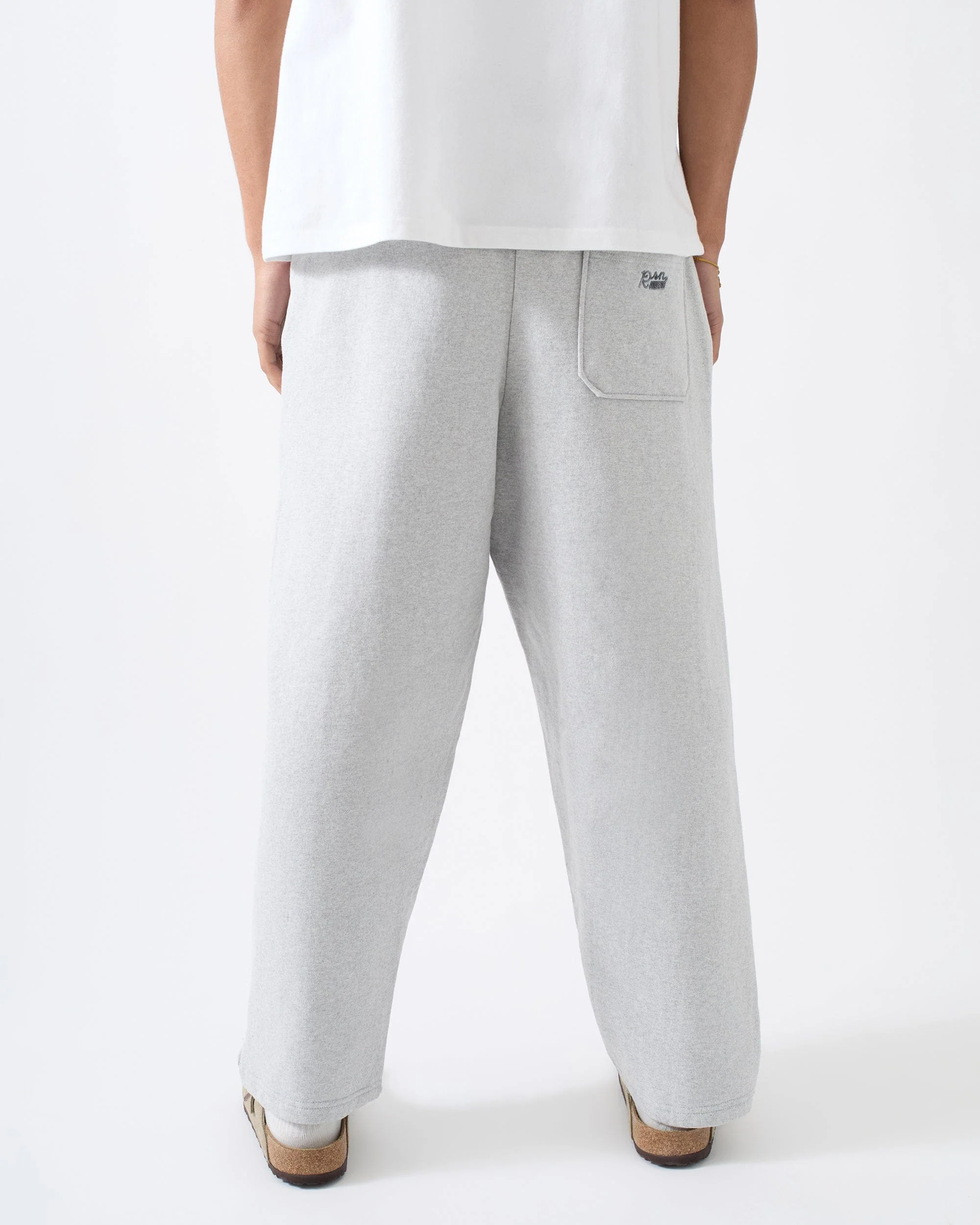Essential Heavyweight Fleece Baggy Fit Open Hem Sweats - Heather Grey - Image 5