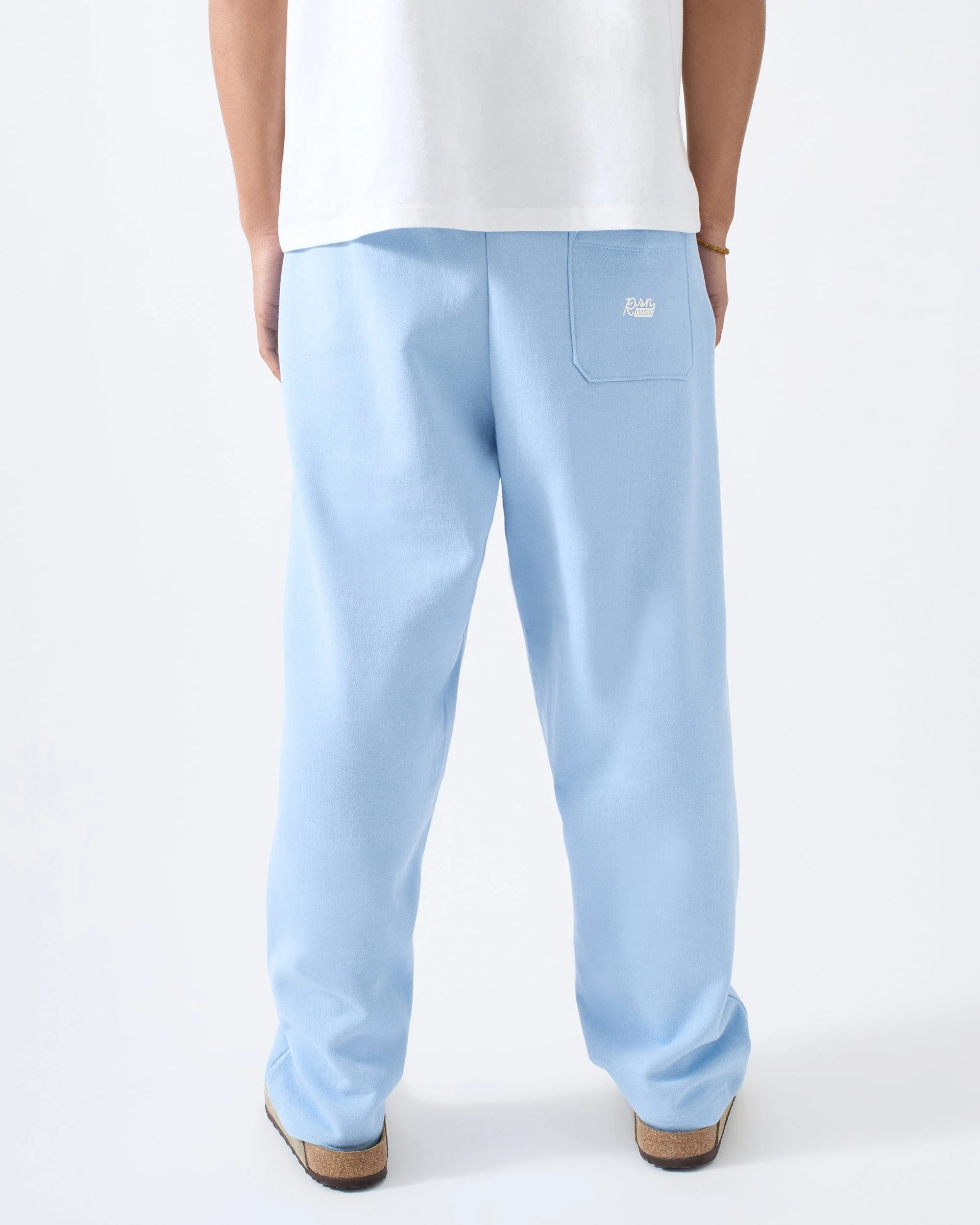 Essential Heavyweight Fleece Baggy Fit Open Hem Sweats - Light Blue - Image 6