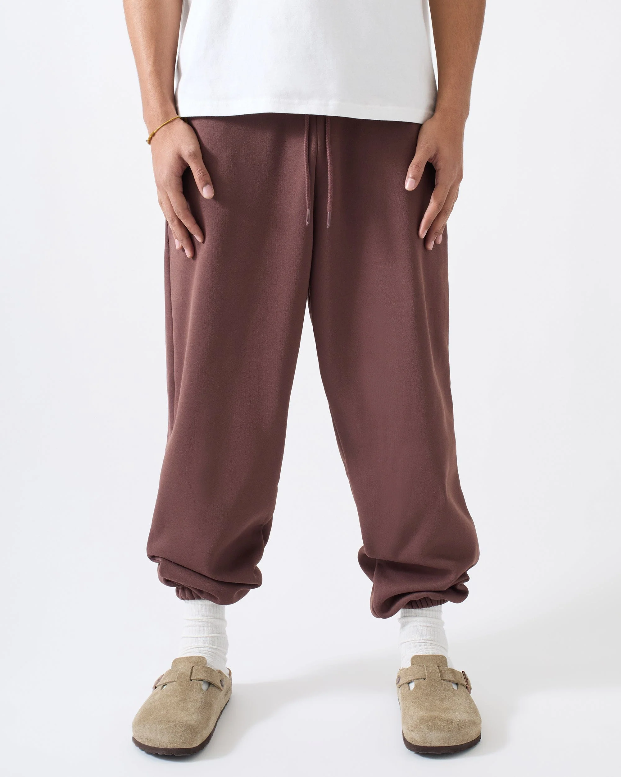 Essential Heavyweight Fleece Cinched Sweats - Brown - Image 2